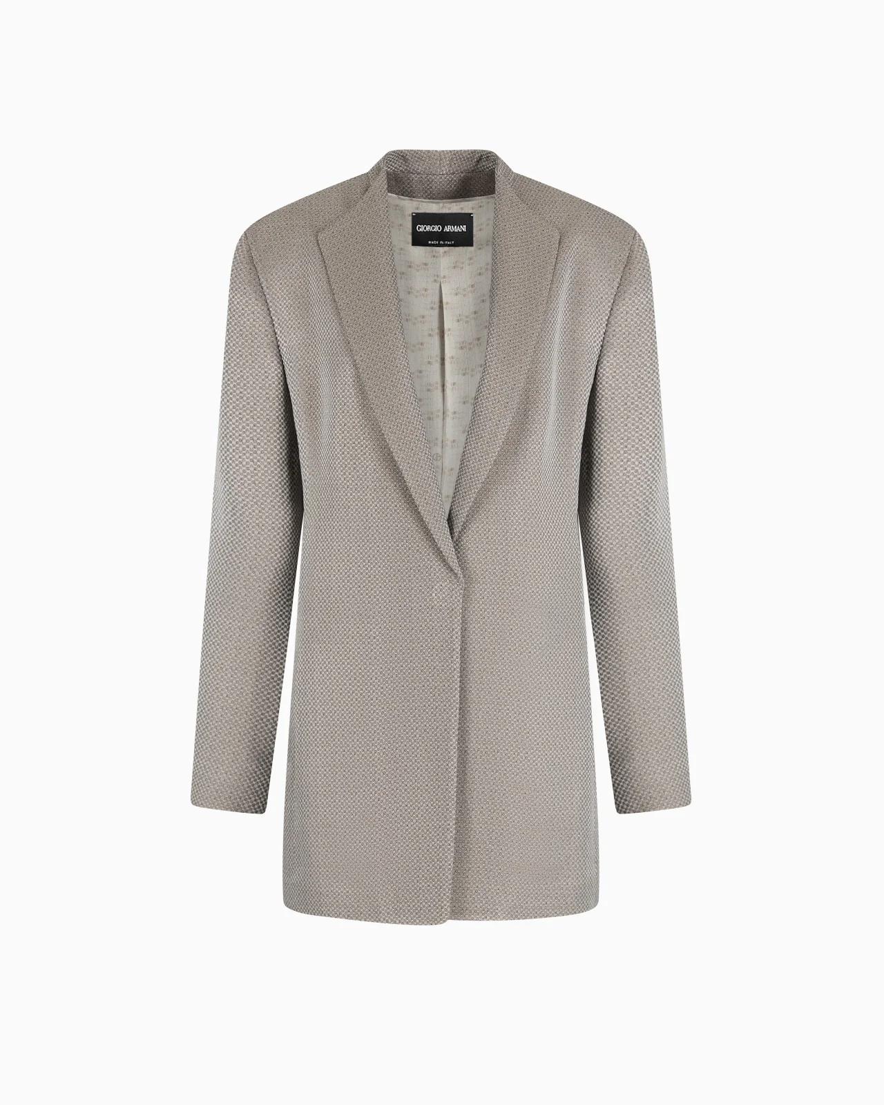 LONG SINGLE-BREASTED JACKET IN JACQUARD VISCOSE AND CUPRO - 1