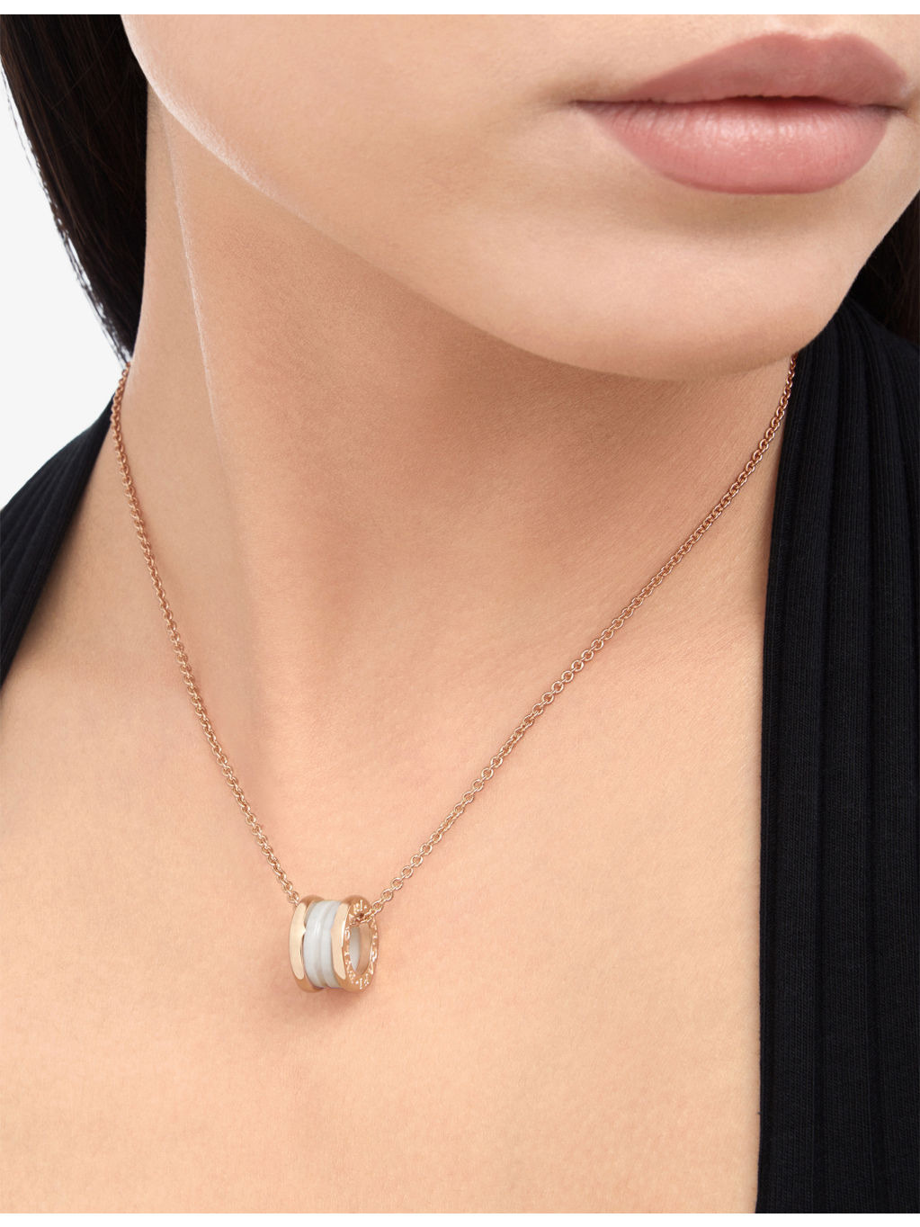 B.zero1 18ct rose-gold and white-ceramic pendant necklace - 6