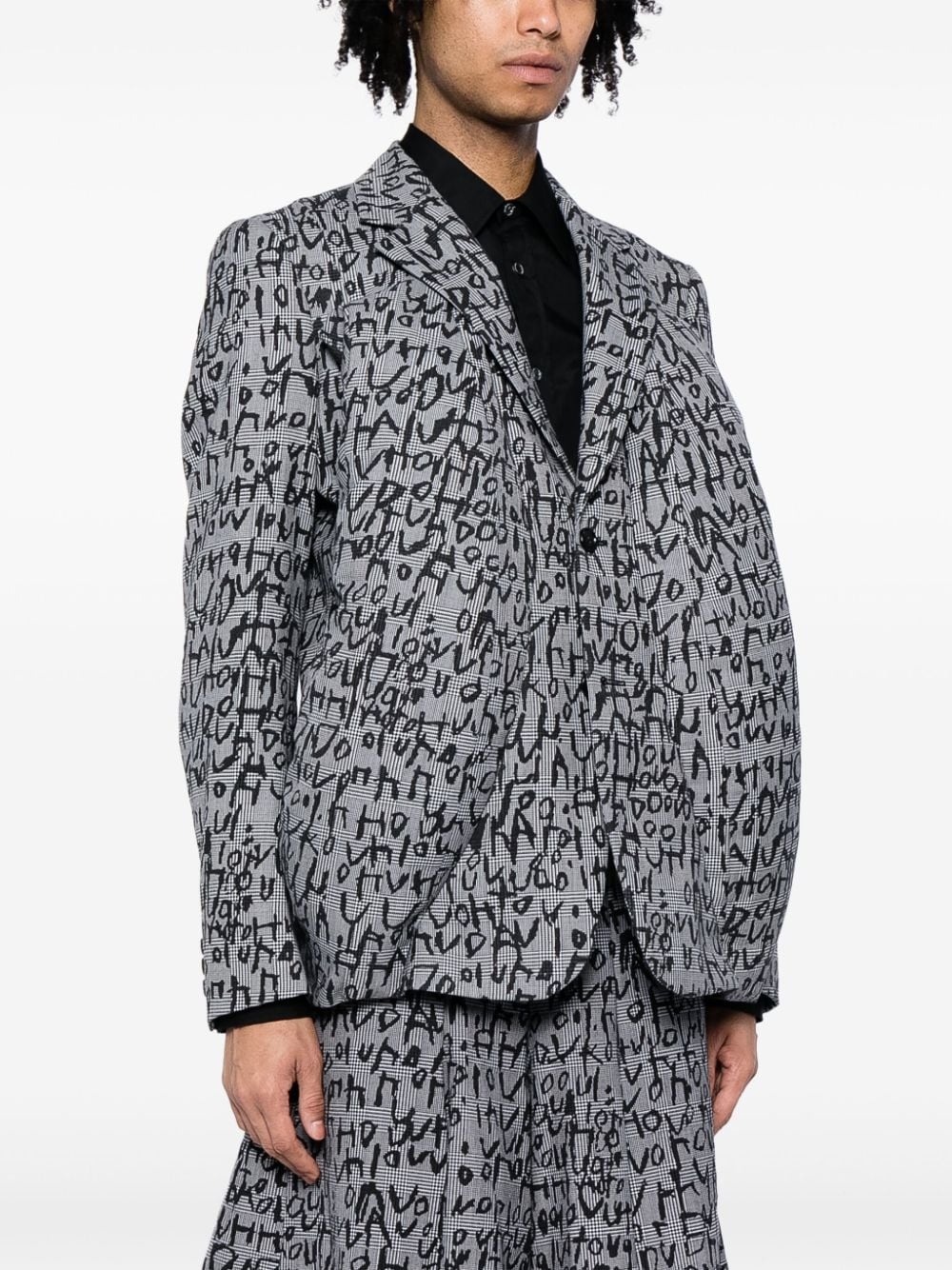 graphic-print single-breasted blazer - 3