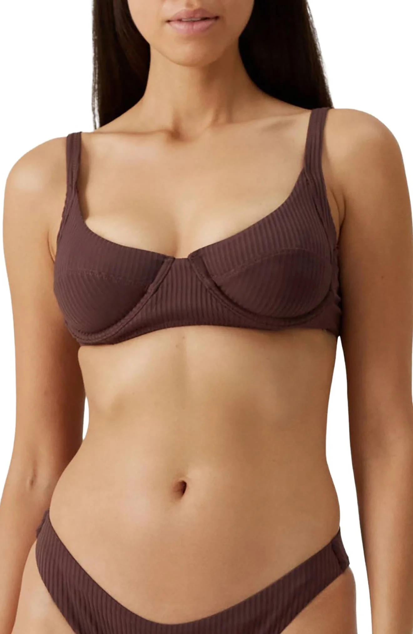 Melissa Odabash Noto Underwire Swim Top in Brown Ribbed at Nordstrom - 1