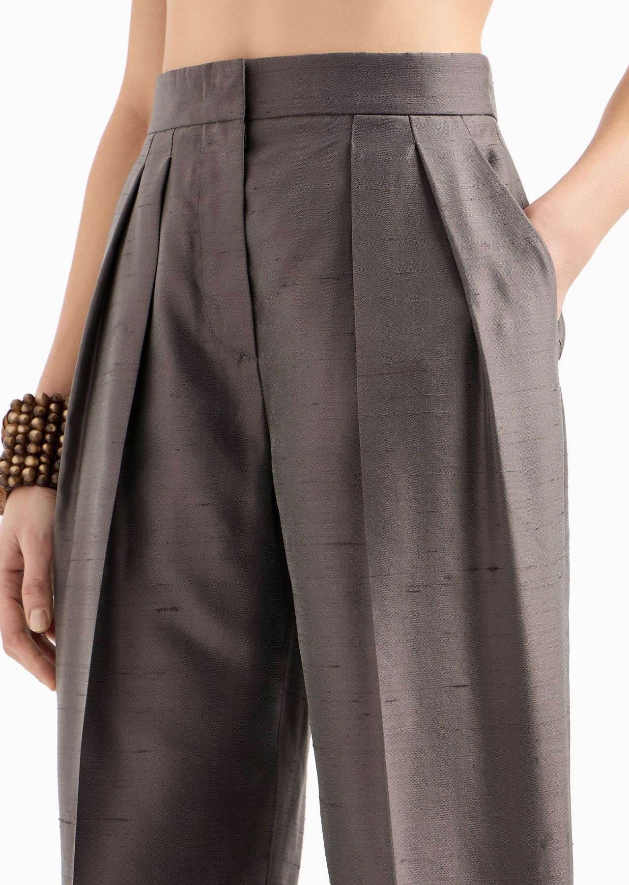 Double-pleat, silk-shantung trousers - 5