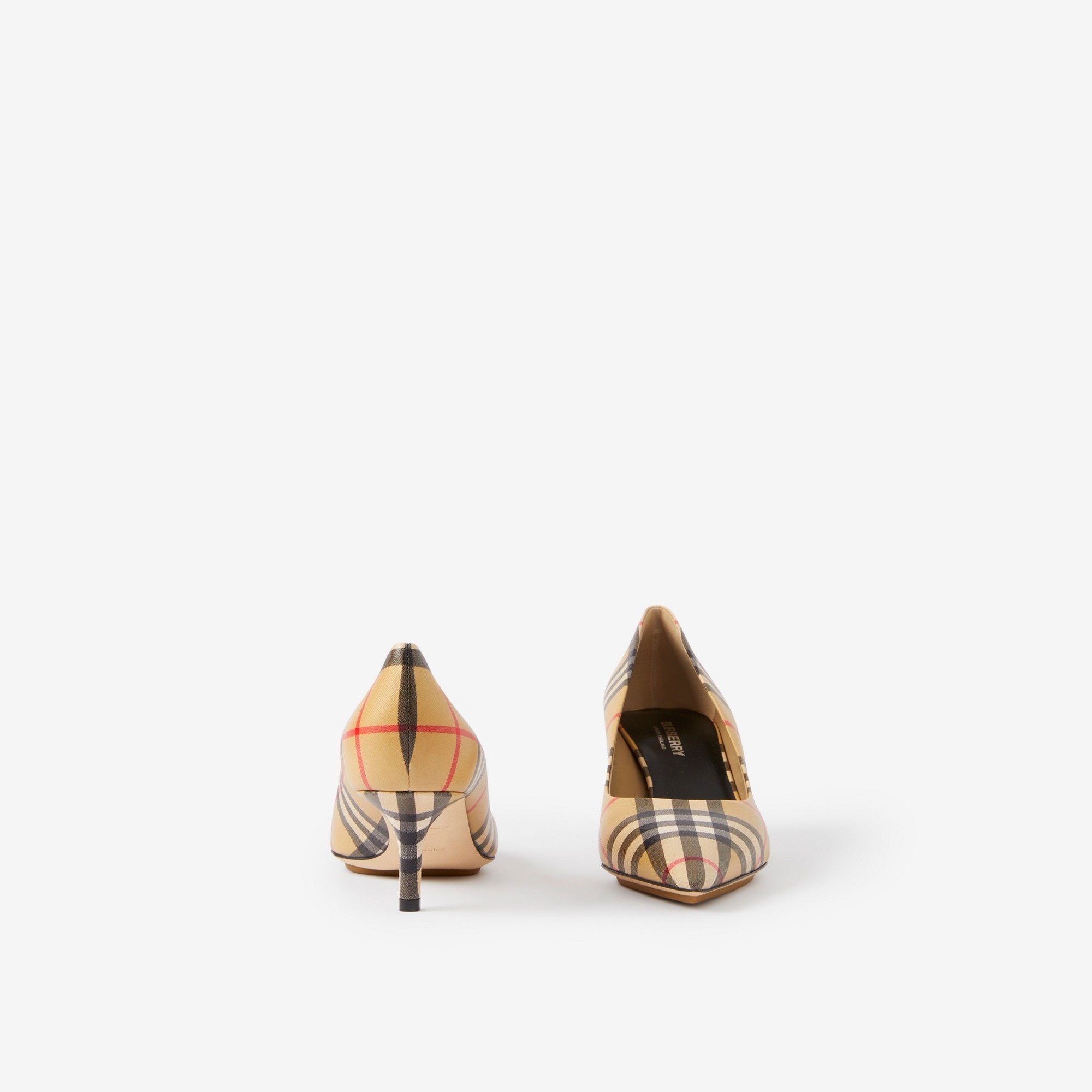 Vintage Check Leather Point-toe Pumps - 4