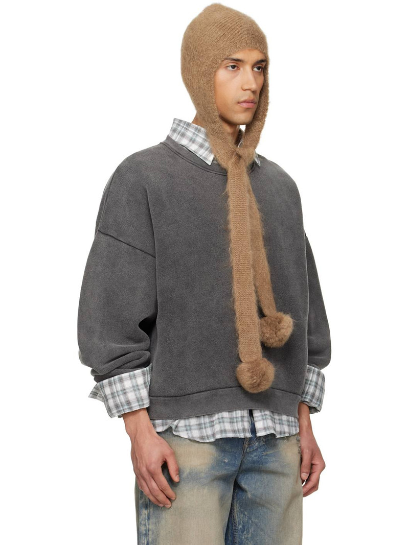 Acne Studios Tan Mohair Earflap Hood outlook