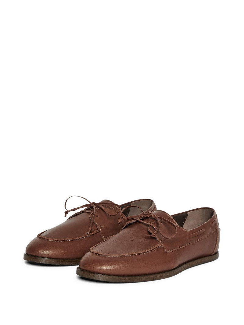 LARDINI lace-up leather boat shoes outlook