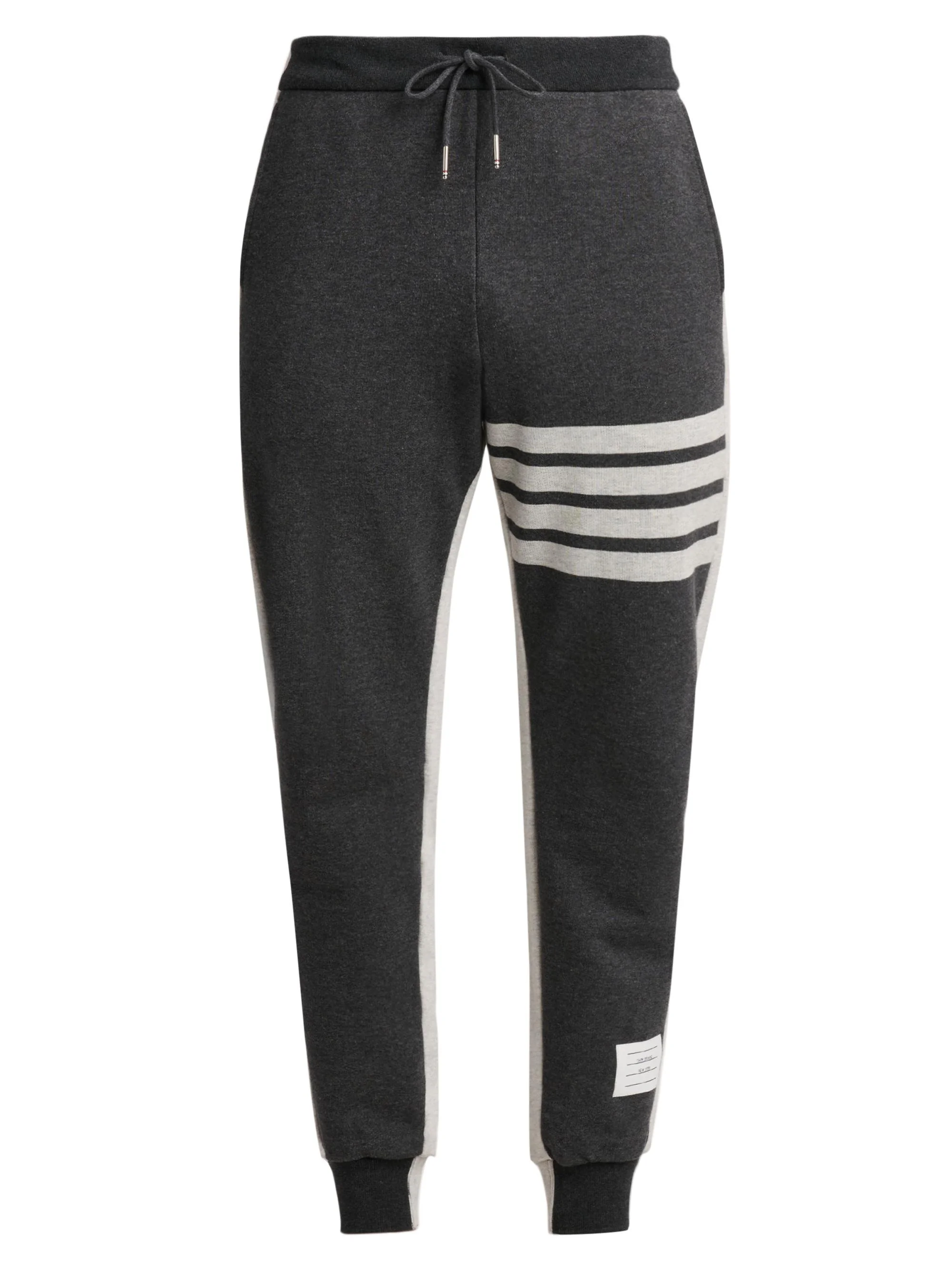 Men's Engineered 4-Bar Colorblocked Loopback Cotton Sweatpants - Dark Grey Pale Grey - 1