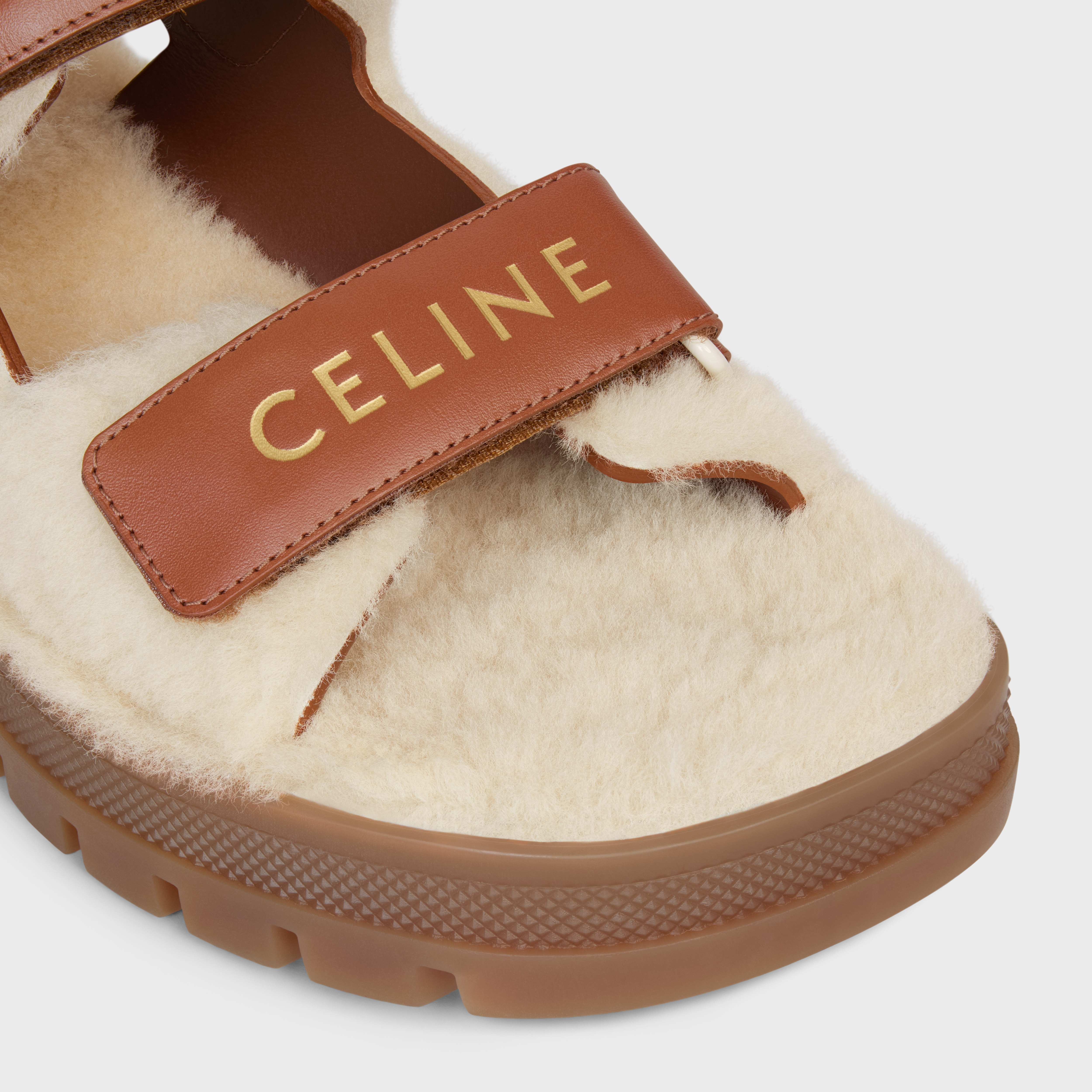 CELINE LEO SCRATCH SANDAL in SHEARLING & CALFSKIN - 4