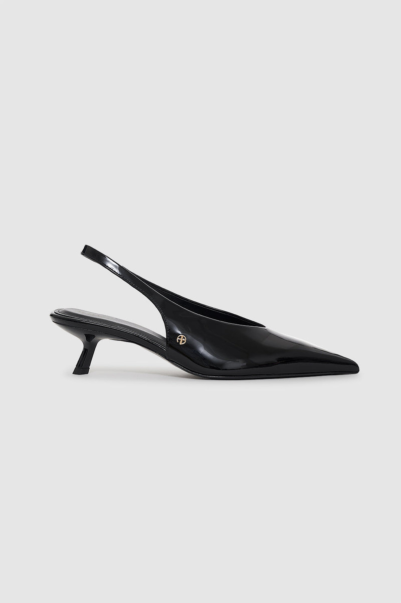 Hilda Slingback Pumps - Black Patent 1