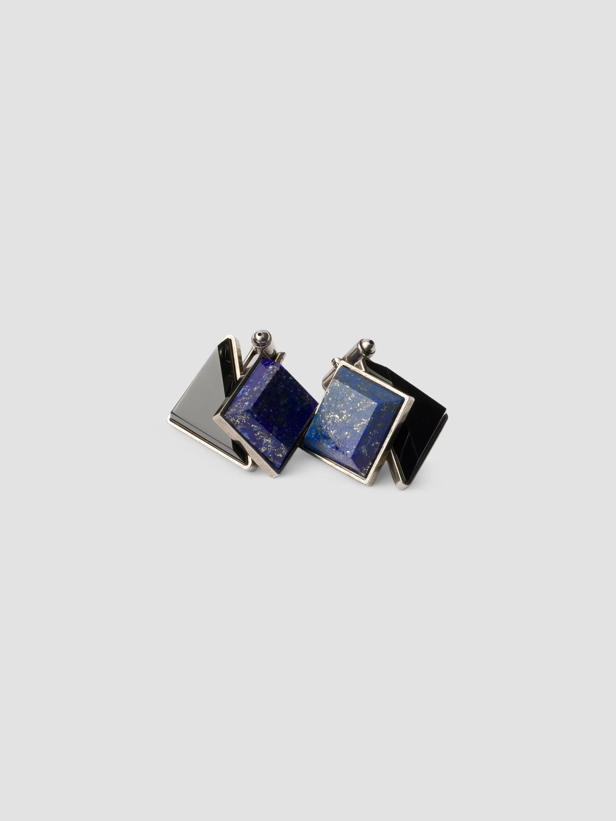 Men's Metal and Semi-Precious Stone Cufflinks - Blue - 1