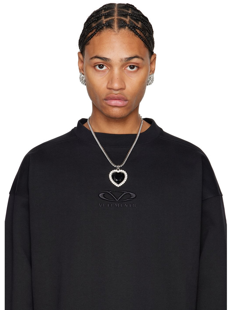 VETEMENTS Silver Crystal Heart Necklace outlook