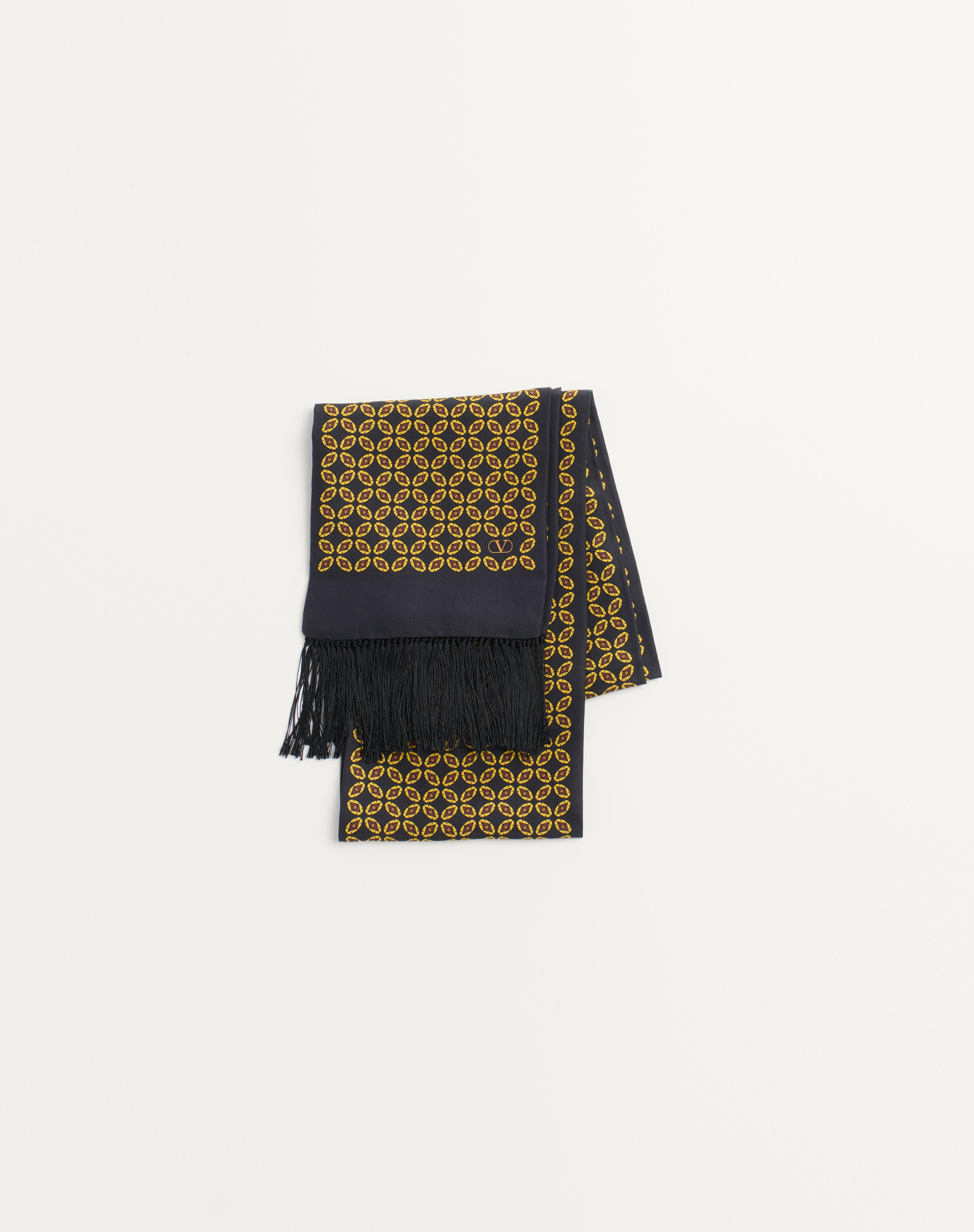CHAMBER SILK BANDEAU SCARF WITH FRINGE - 1