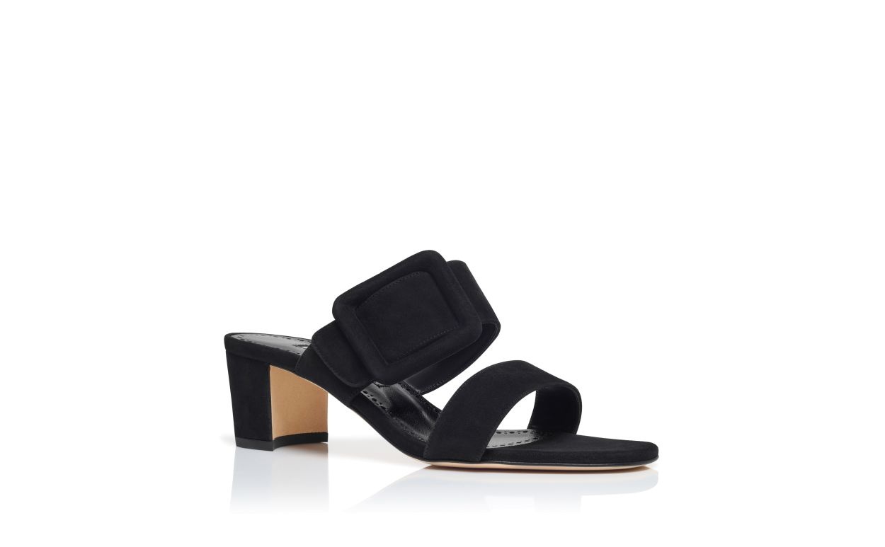 Black Suede Mules - 3