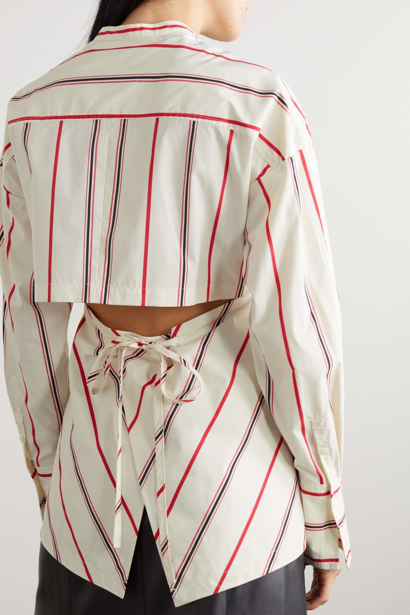 Cutout striped poplin shirt - 4