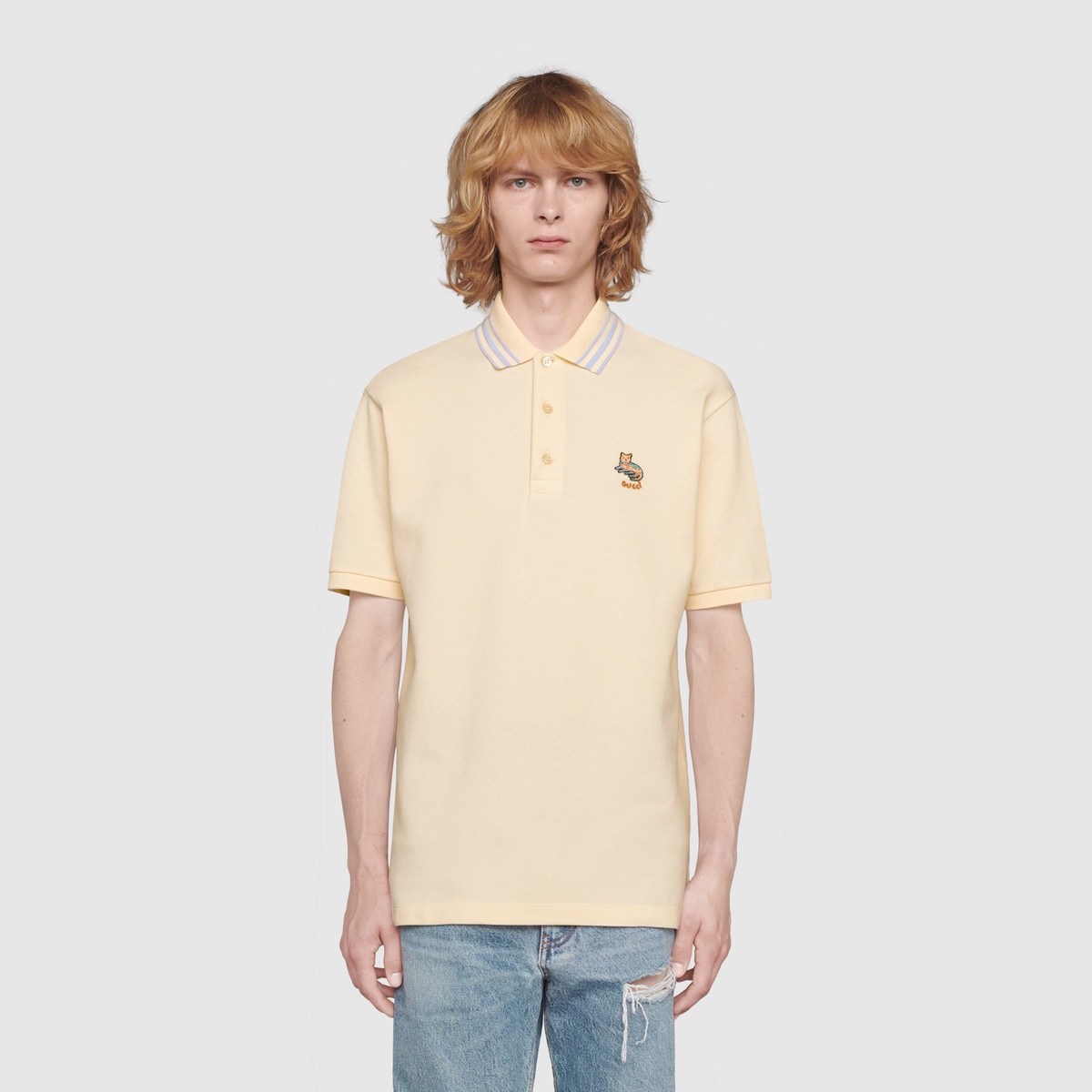 Cotton piquet polo with cat patch - 3