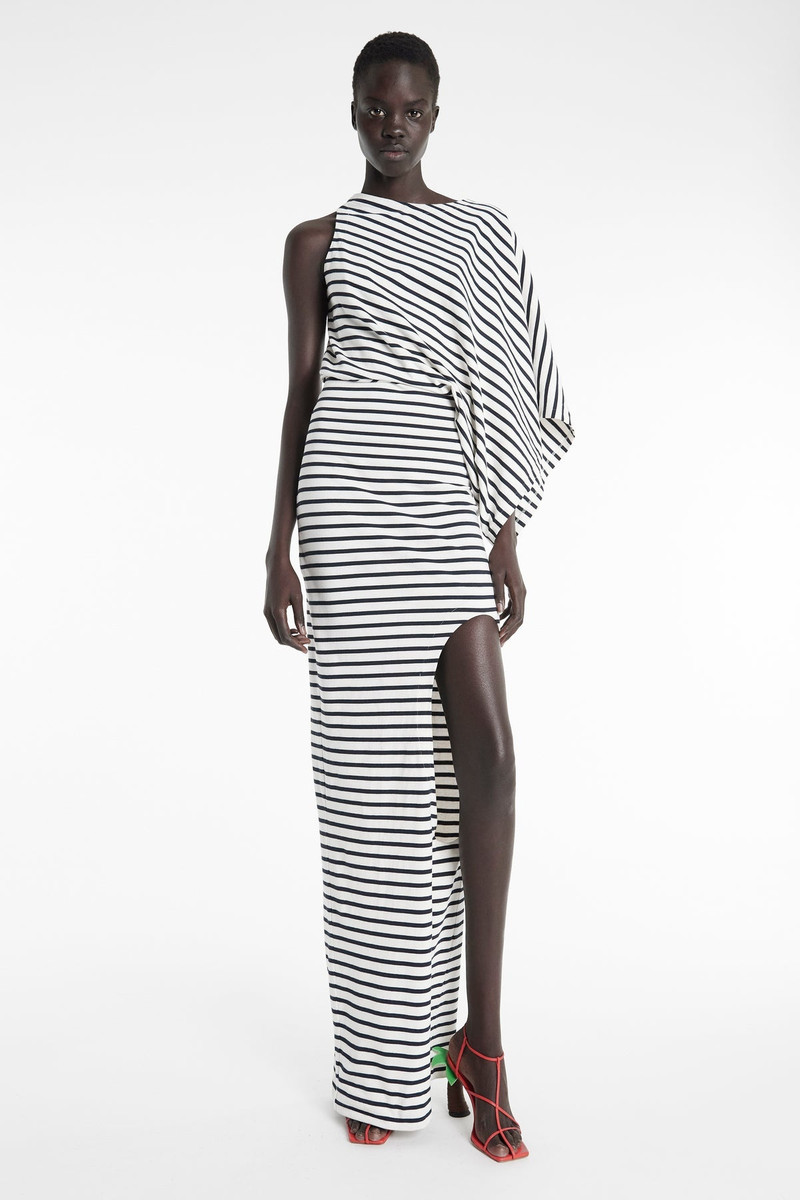 JERSEY DRESS WITH PENCIL SKIRT ECRU NAVY 1