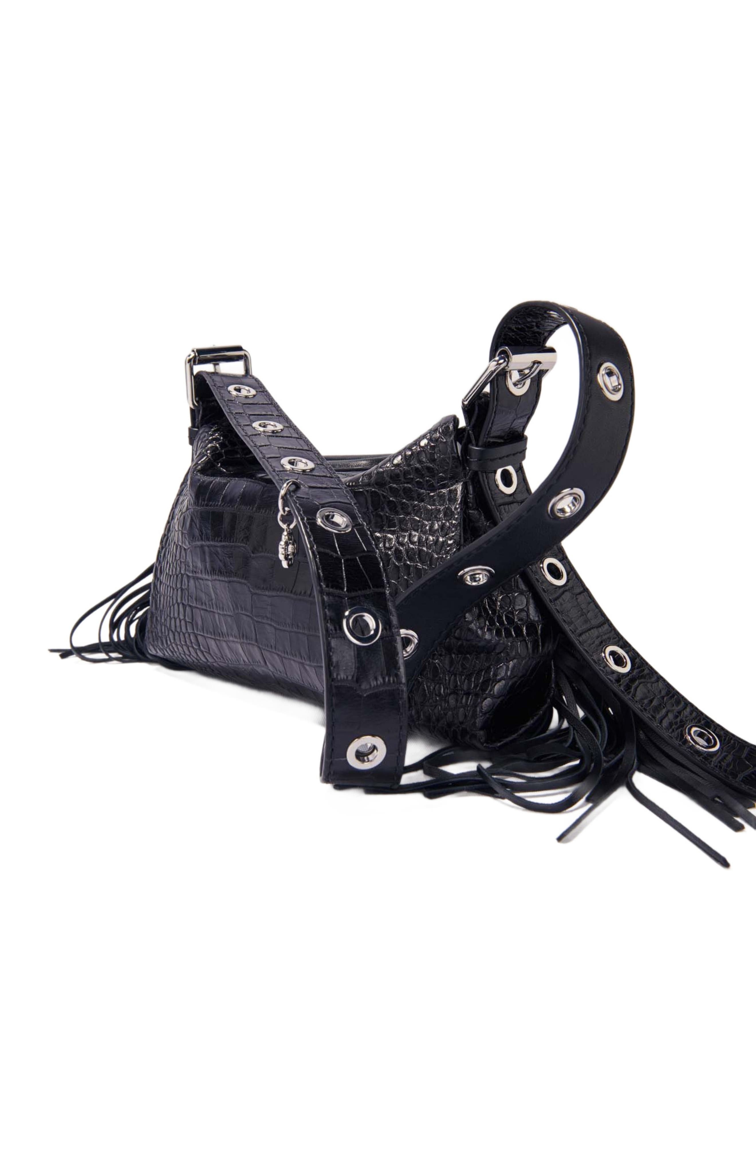 maje Miss M Mini embossed leather bag in Black at Nordstrom - 5