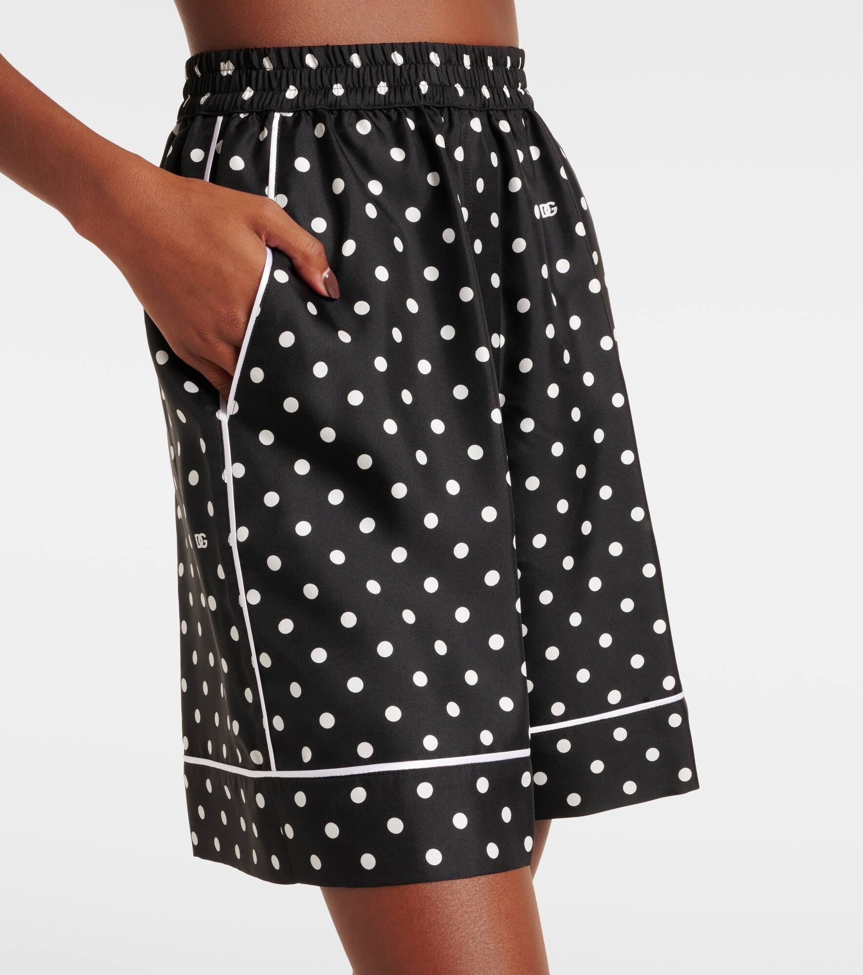Polka-dot silk twill shorts - 4