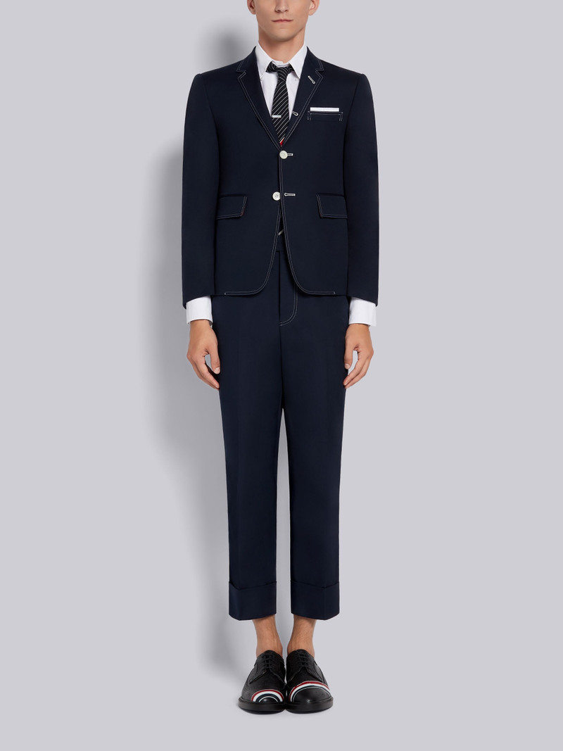 Navy Cotton Typewriter Cloth Double Needle Stitch Classic Trouser 4