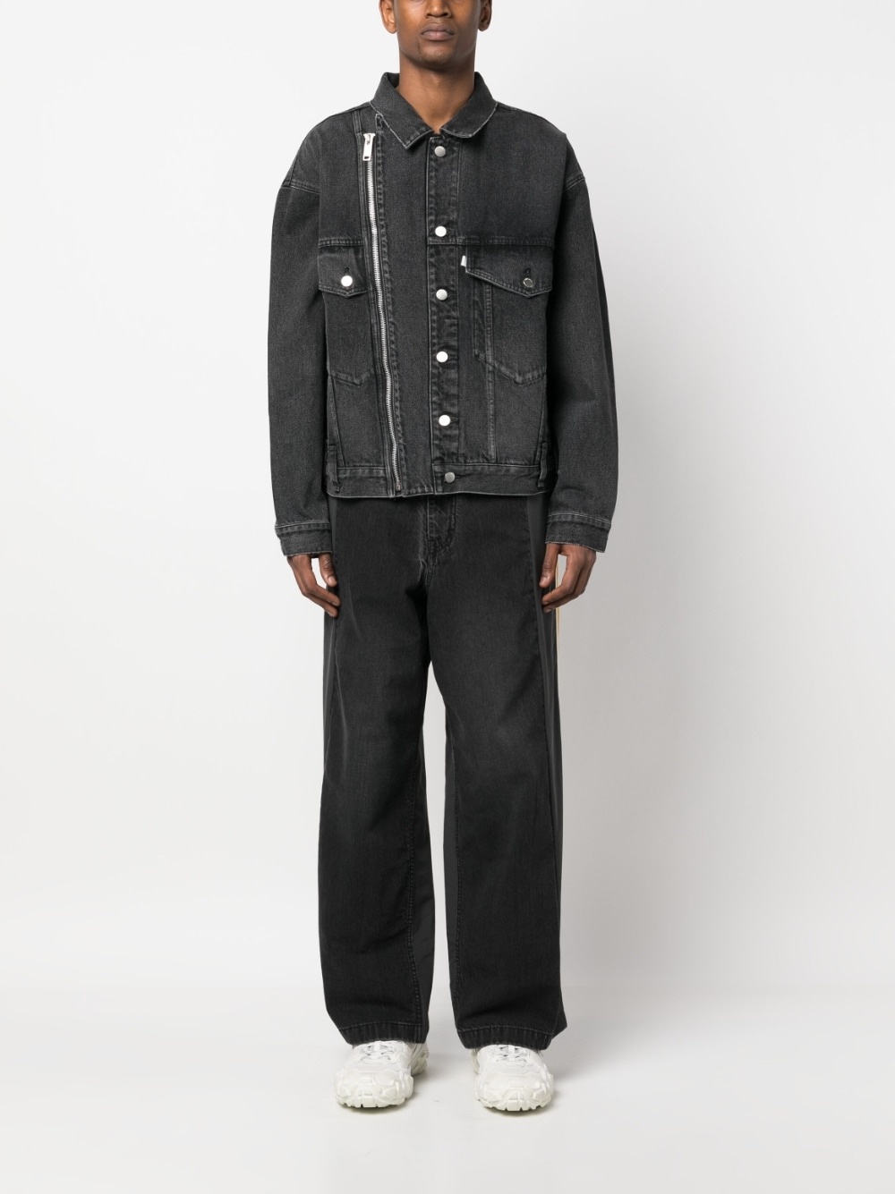 contrasting-detail wide-leg trousers - 3