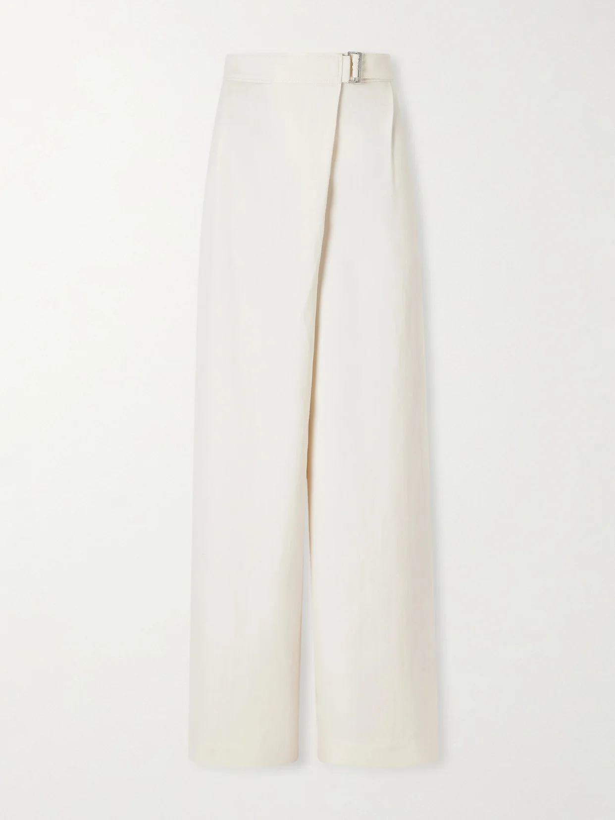 Belted Pleated Twill Wide-leg Pants - 1