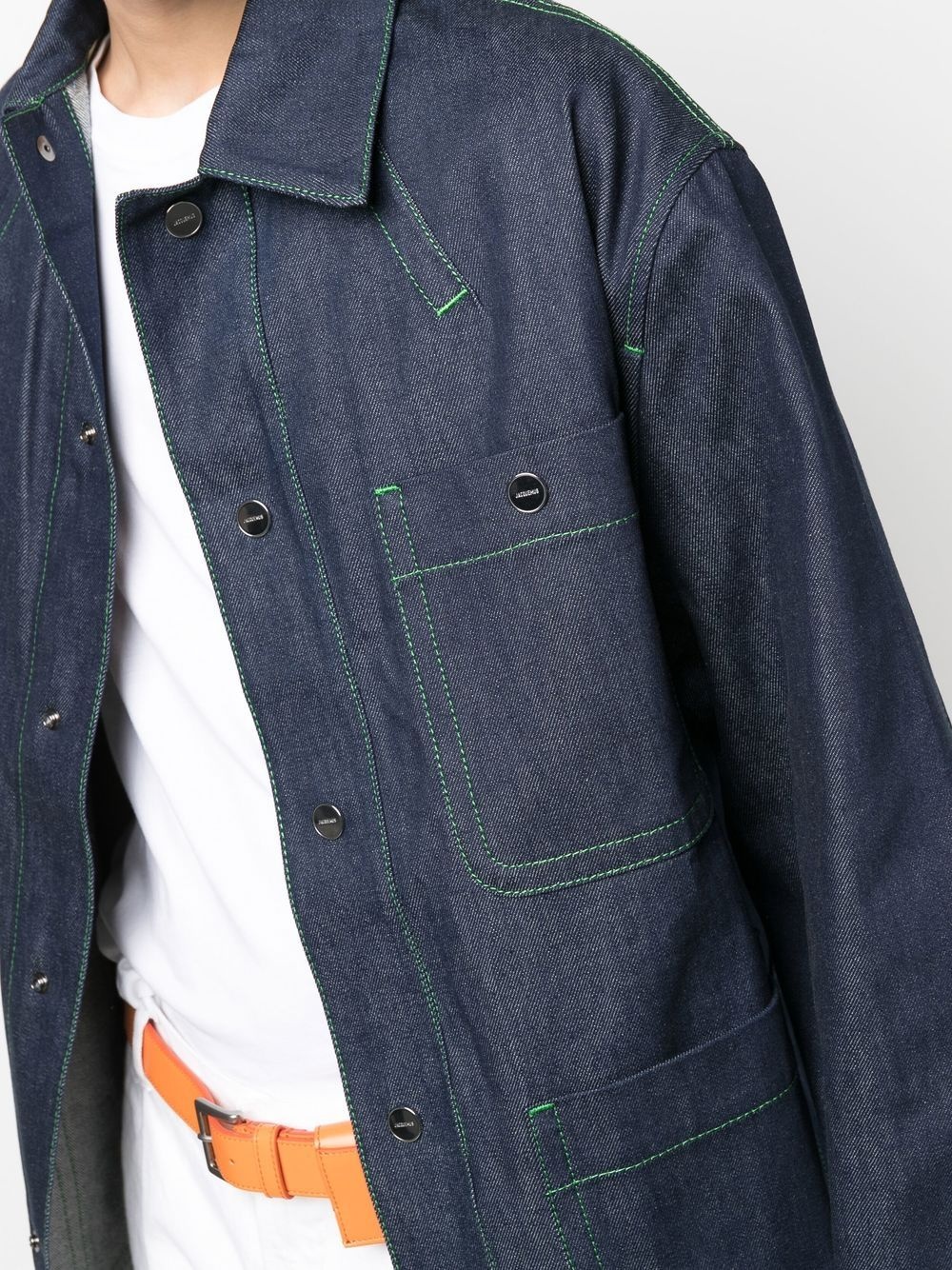 contrast-stitch denim jacket - 5