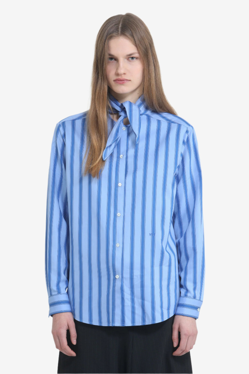 STRIPED SHIRT WITH BOW COLLAR 1