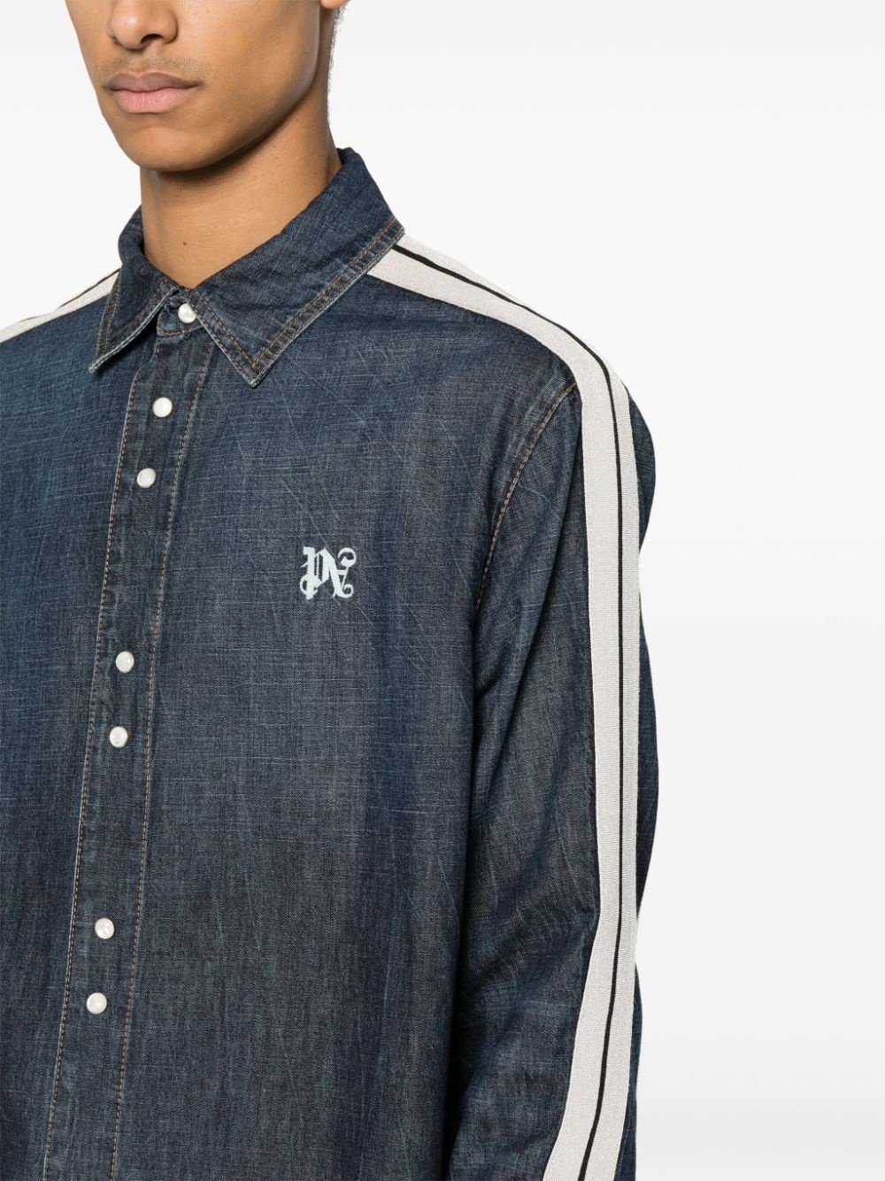 monogram track denim jacket - 5