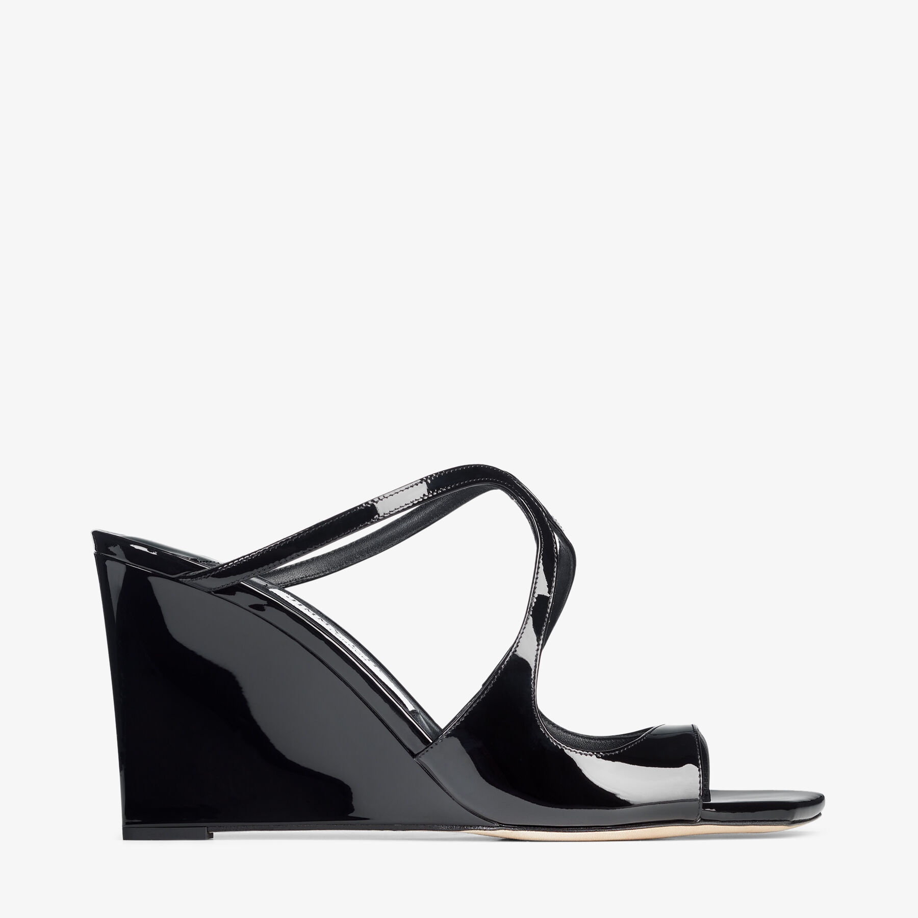 Anise Wedge 85
Black Patent Leather Wedge Mules - 1