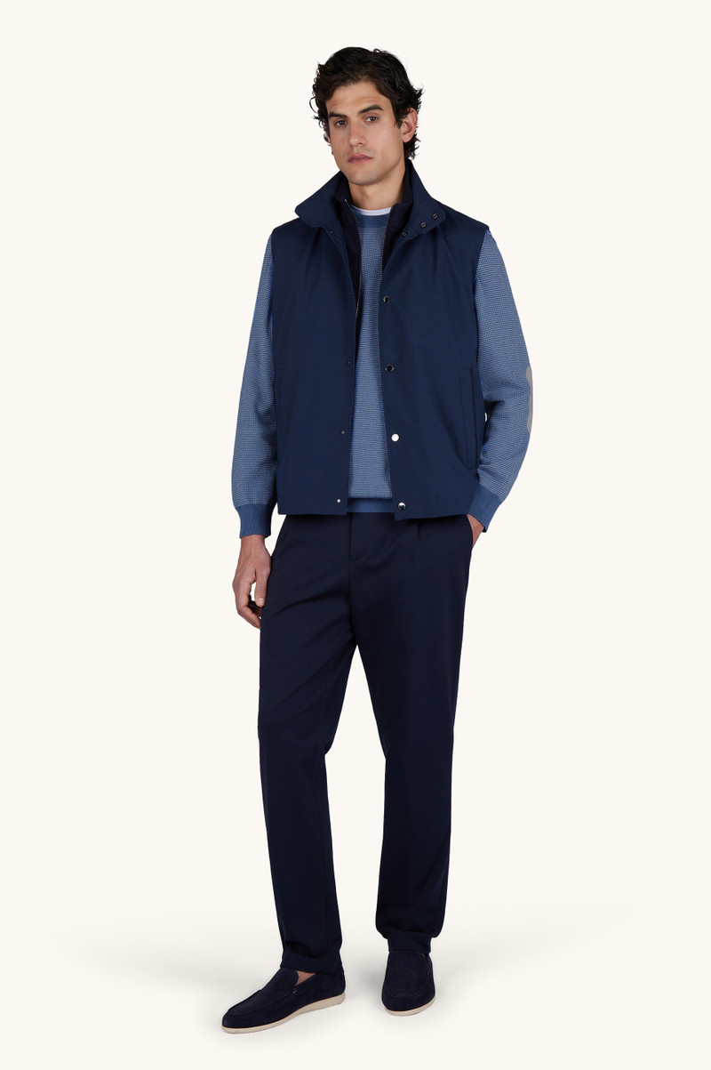 Paul & Shark CREW‑NECK SWEATER IN SILK AND COTTON WITH AQUALEATHER SUEDE DETAILS outlook