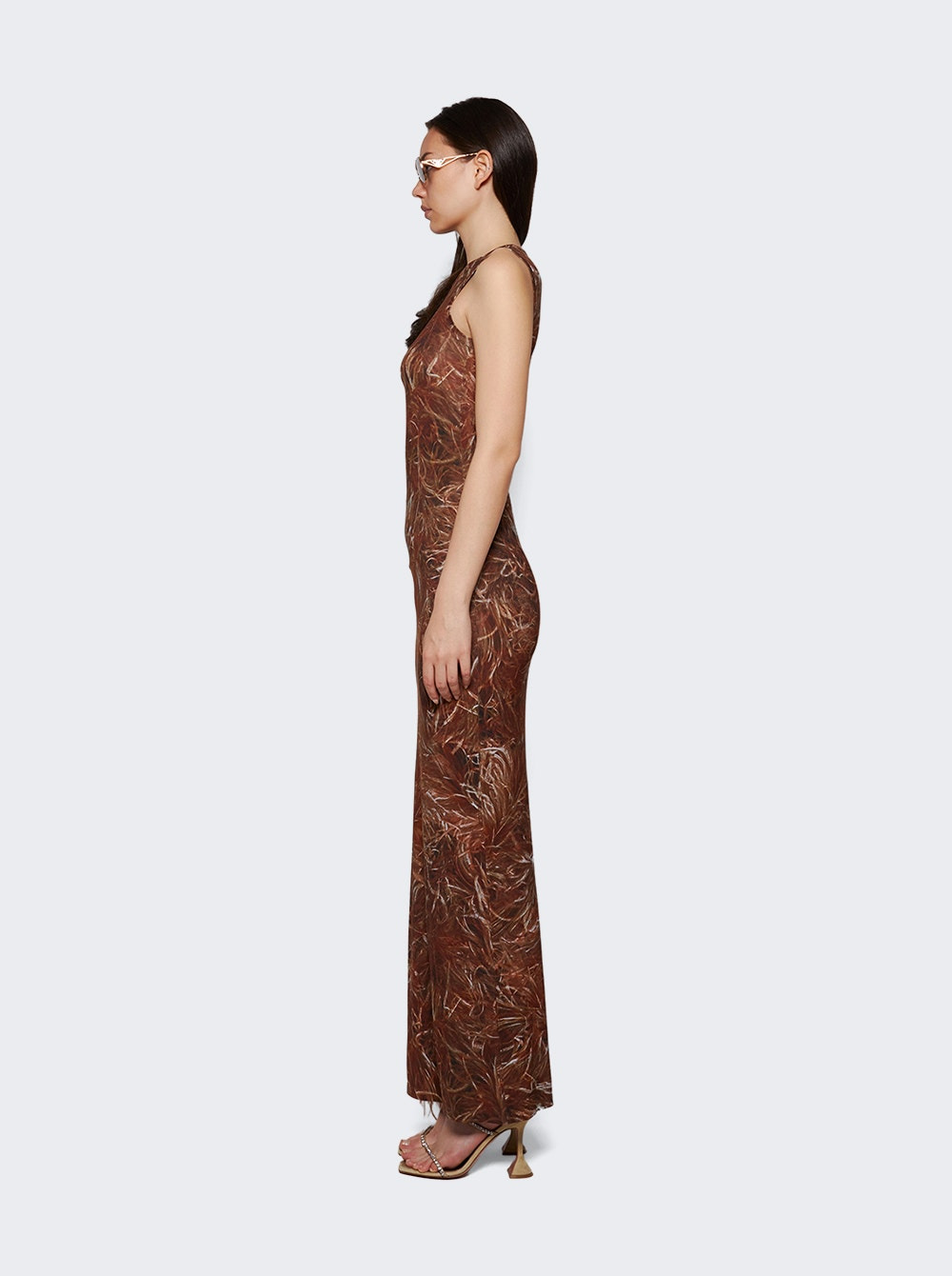 Feather Tank Dress Brown And Multicolor - 3