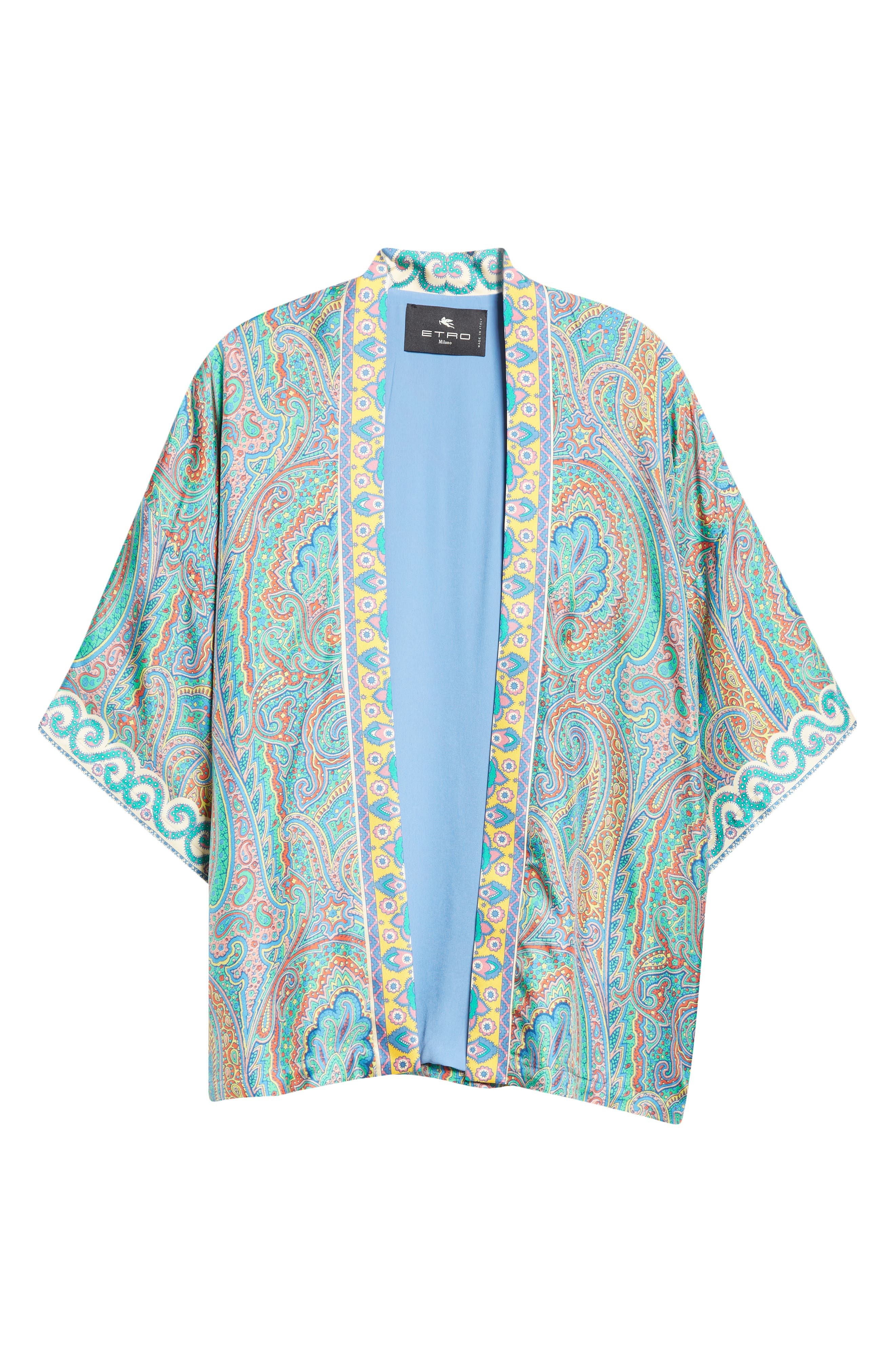 Etro Paisley Silk Cape in Green Print at Nordstrom - 5