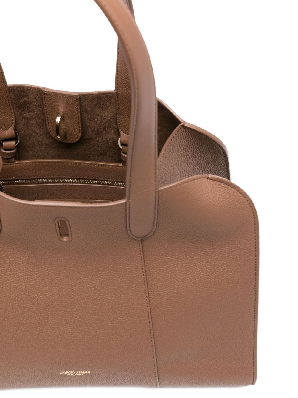 grained leather tote bag - 4
