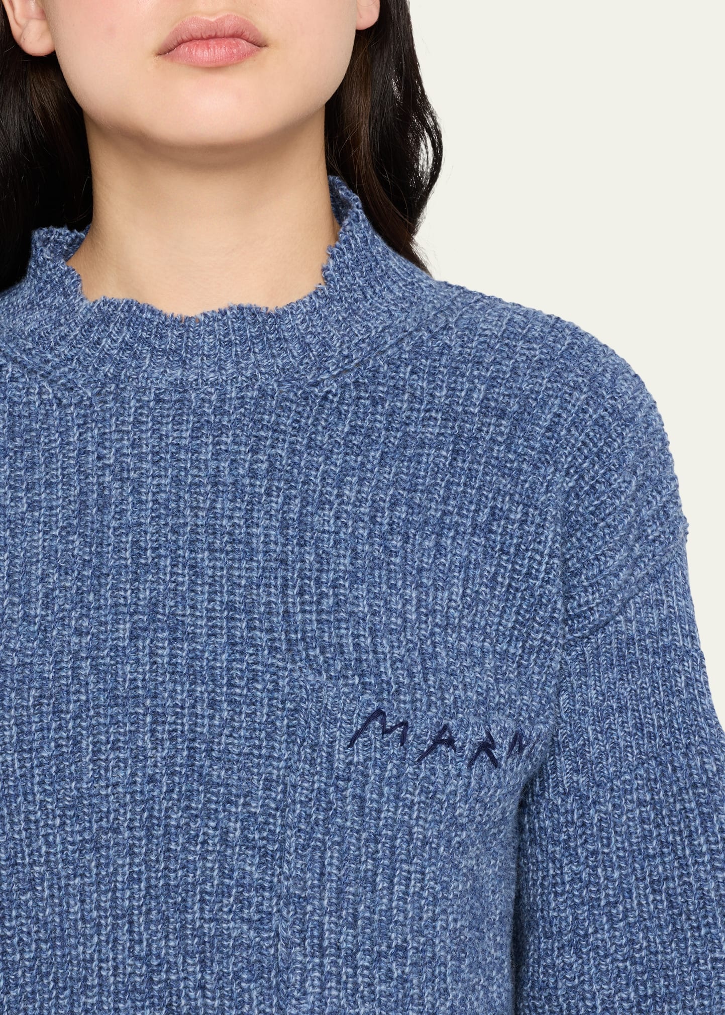 Turtleneck Raw-Cut Slits Sweater - 5