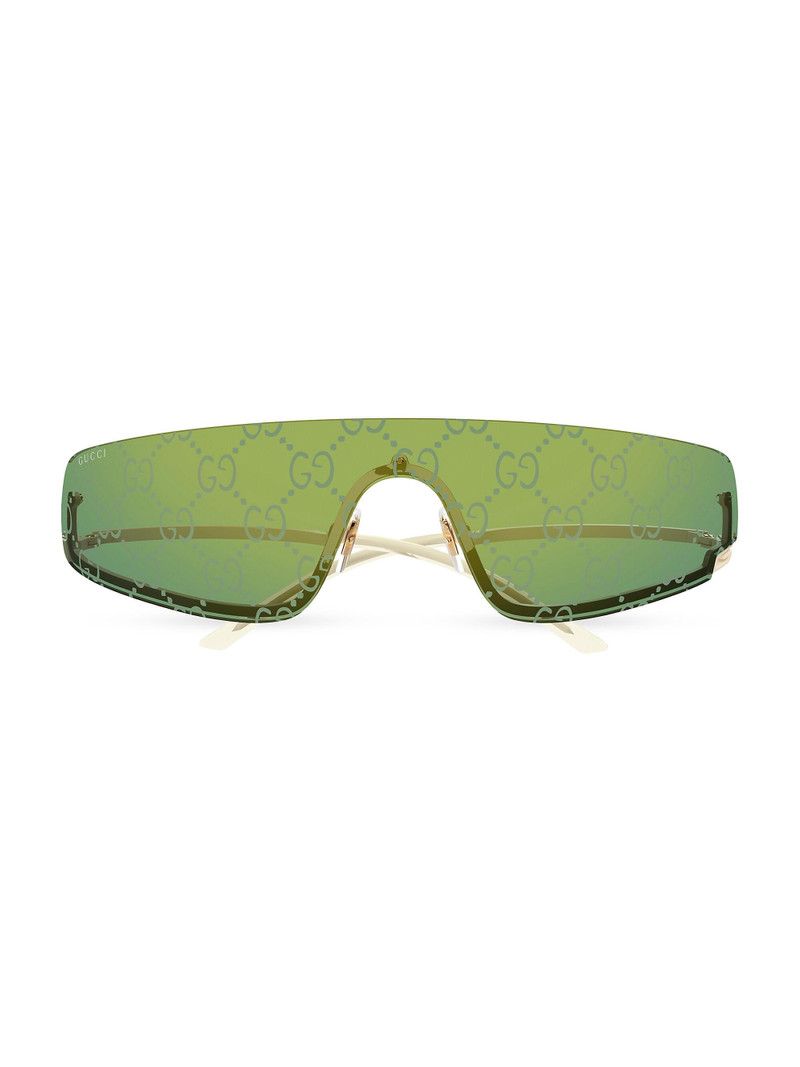Men's Tom GG1561S 99MM Shield Sunglasses - Ivory Green Mirror 1