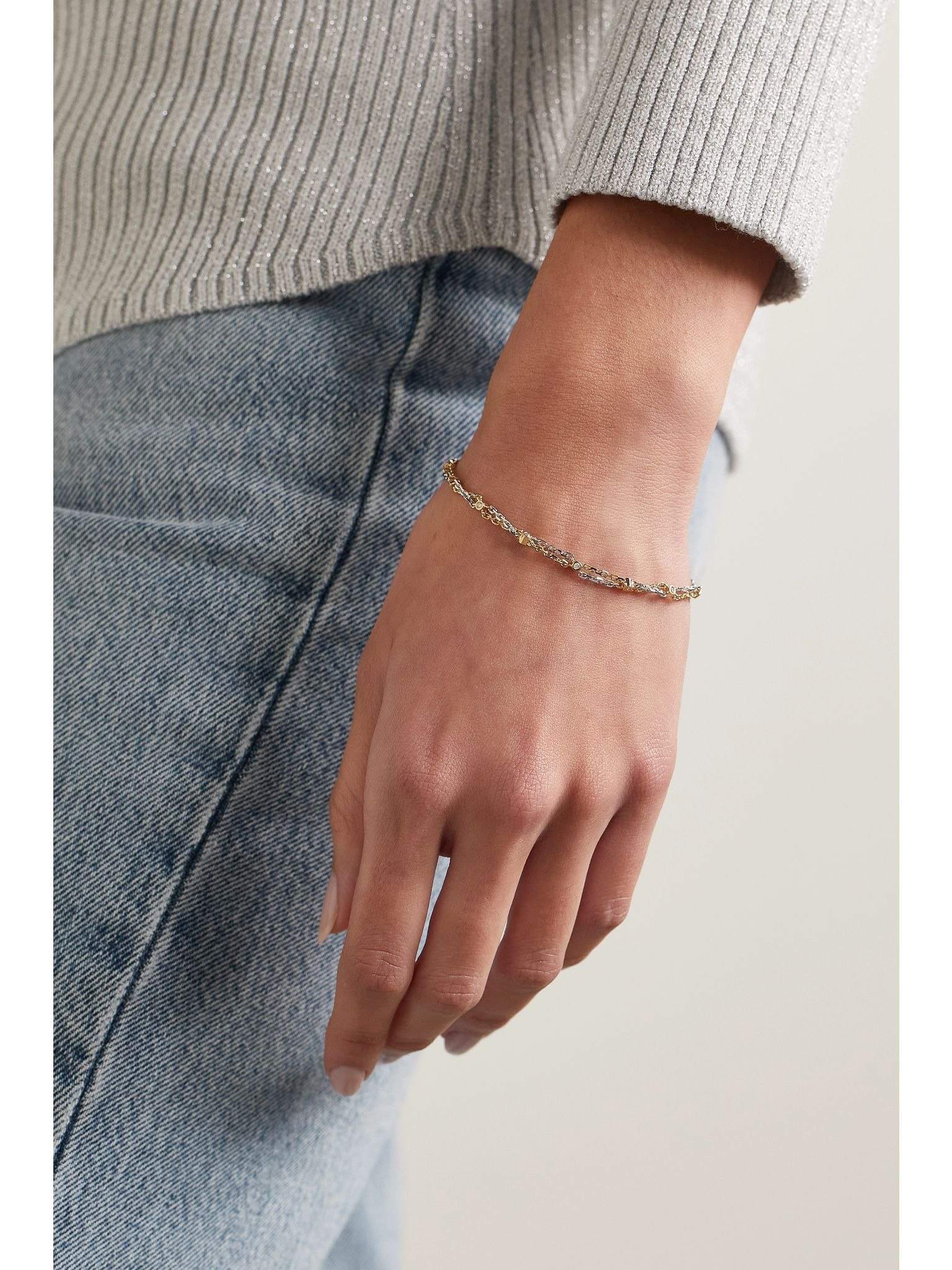 18-karat white and yellow gold diamond bracelet Gold - 2