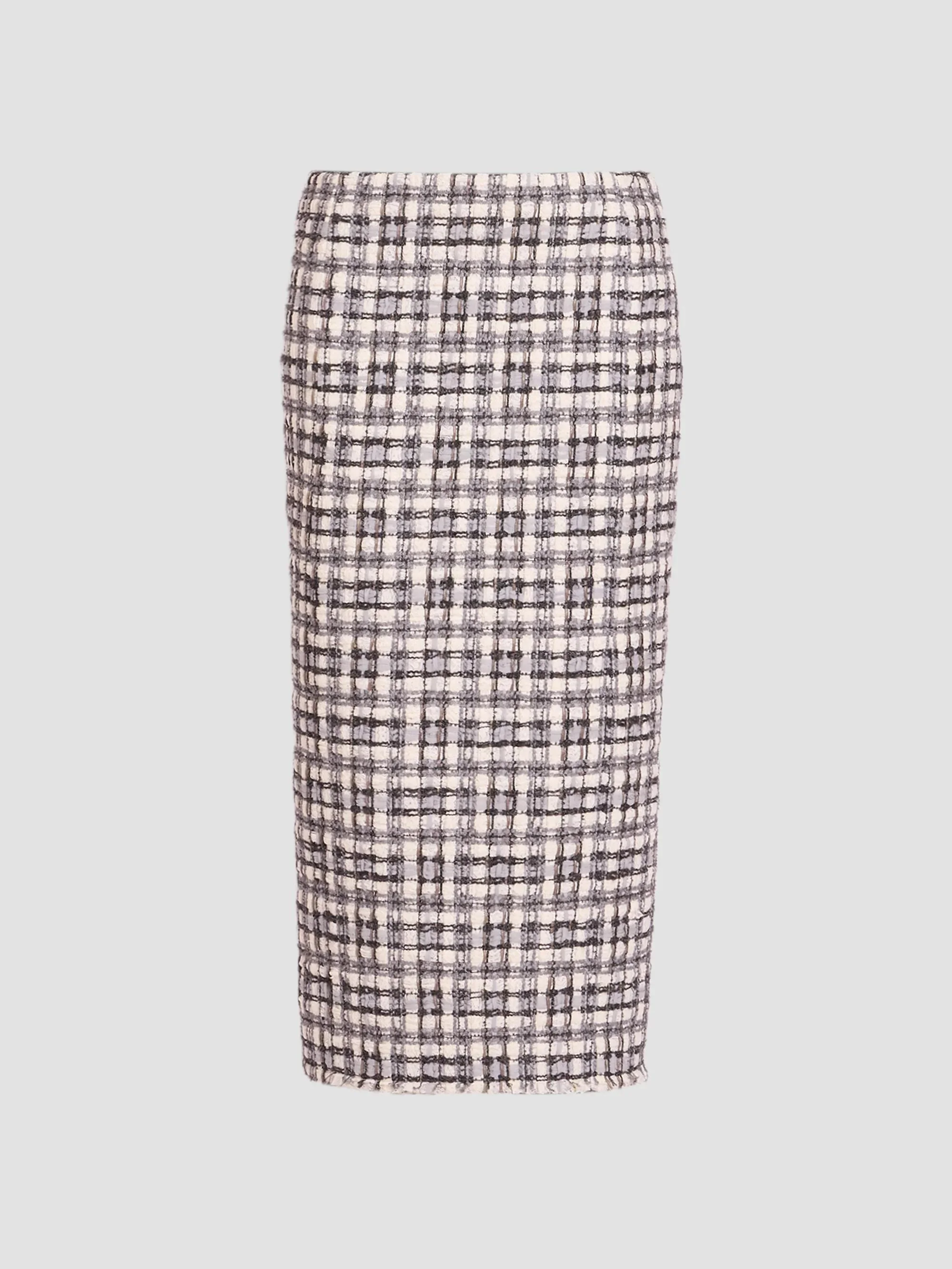Women's Tweed Low-Rise Pencil Midi Skirt - White - 1