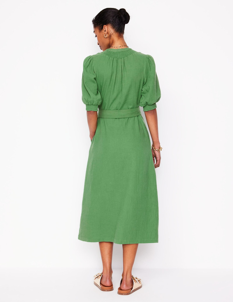 Ada Double Cloth Midi Dress-Paradise Green 4