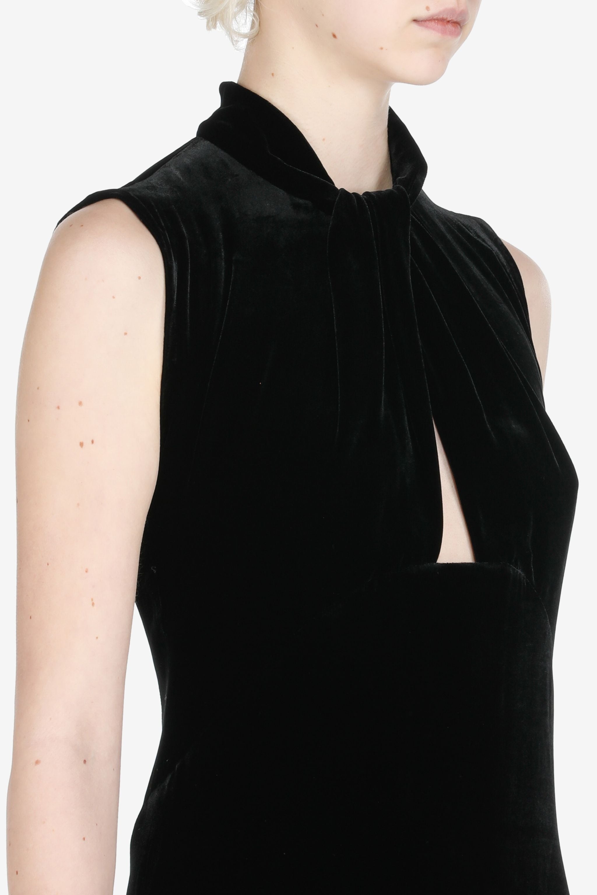 CUT-OUT VELVET MAXI DRESS - 4