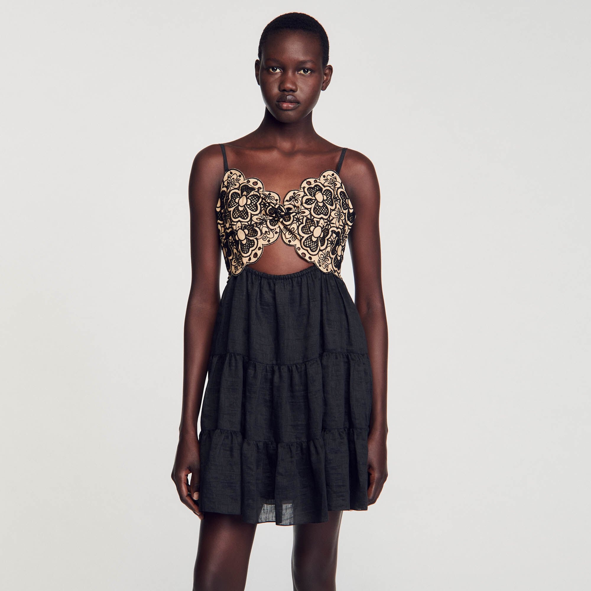 EMBROIDERED TWO-TONE DRESS - 5