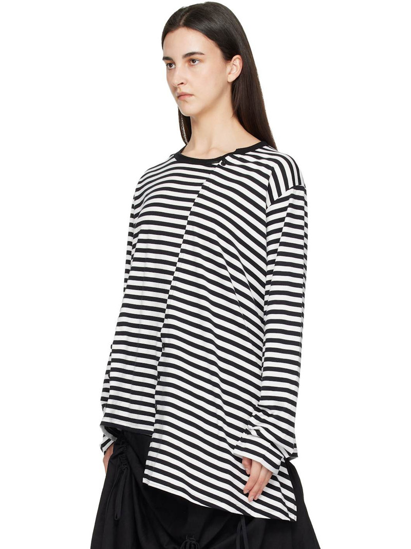 Yohji Yamamoto Black & White Paneled Long Sleeve T-shirt outlook