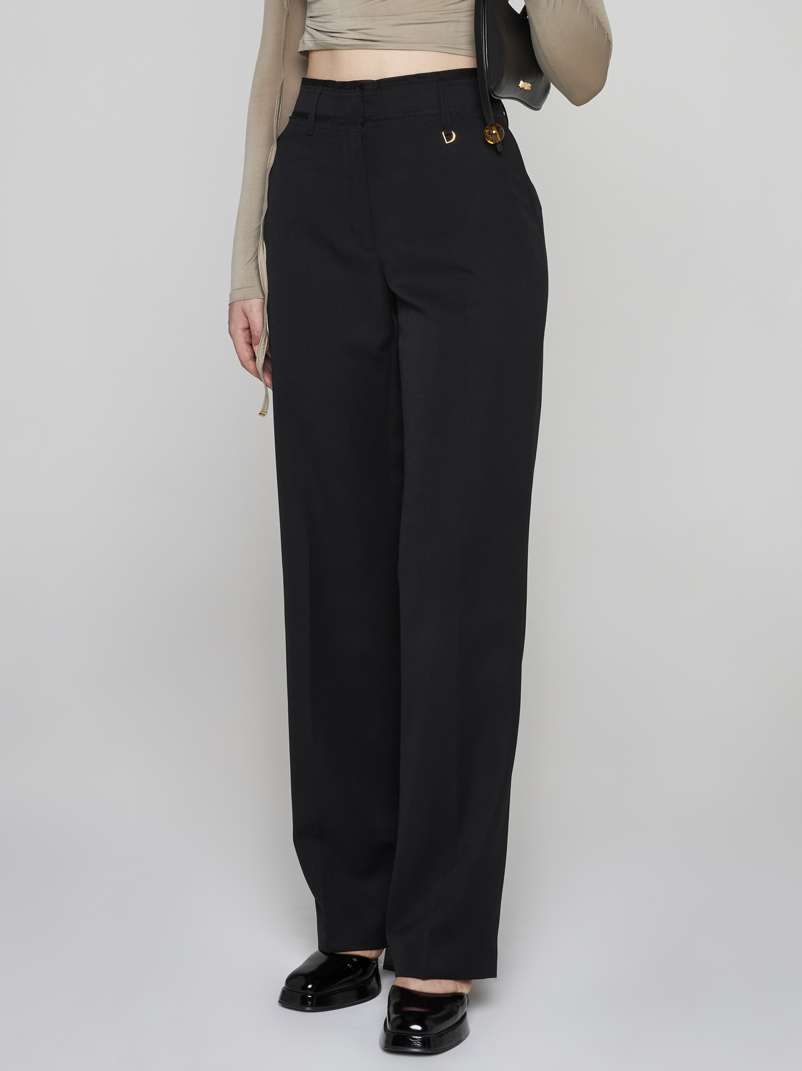 パンツ JACQUEMUS LE PANTALON FICELLE WOOL TROUSERS Le Pantalon Ficelle virgin wool pants in black - Jacquemus