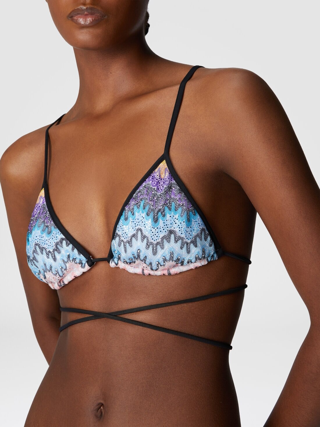 Bikini with long ties and mesh details - 4
