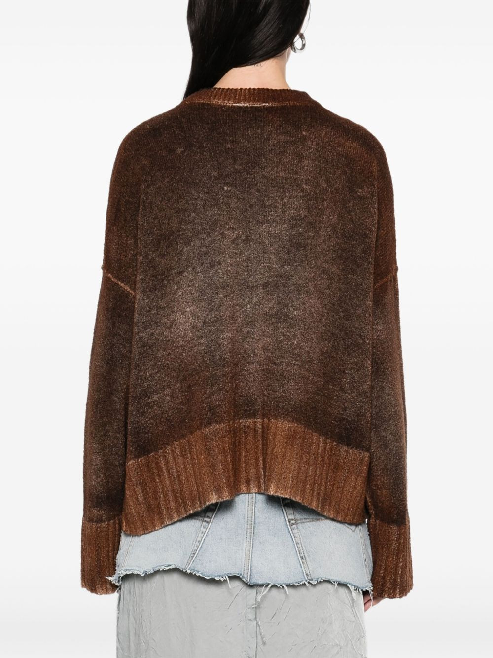 ribbed-cuff crew-neck jumper - 4