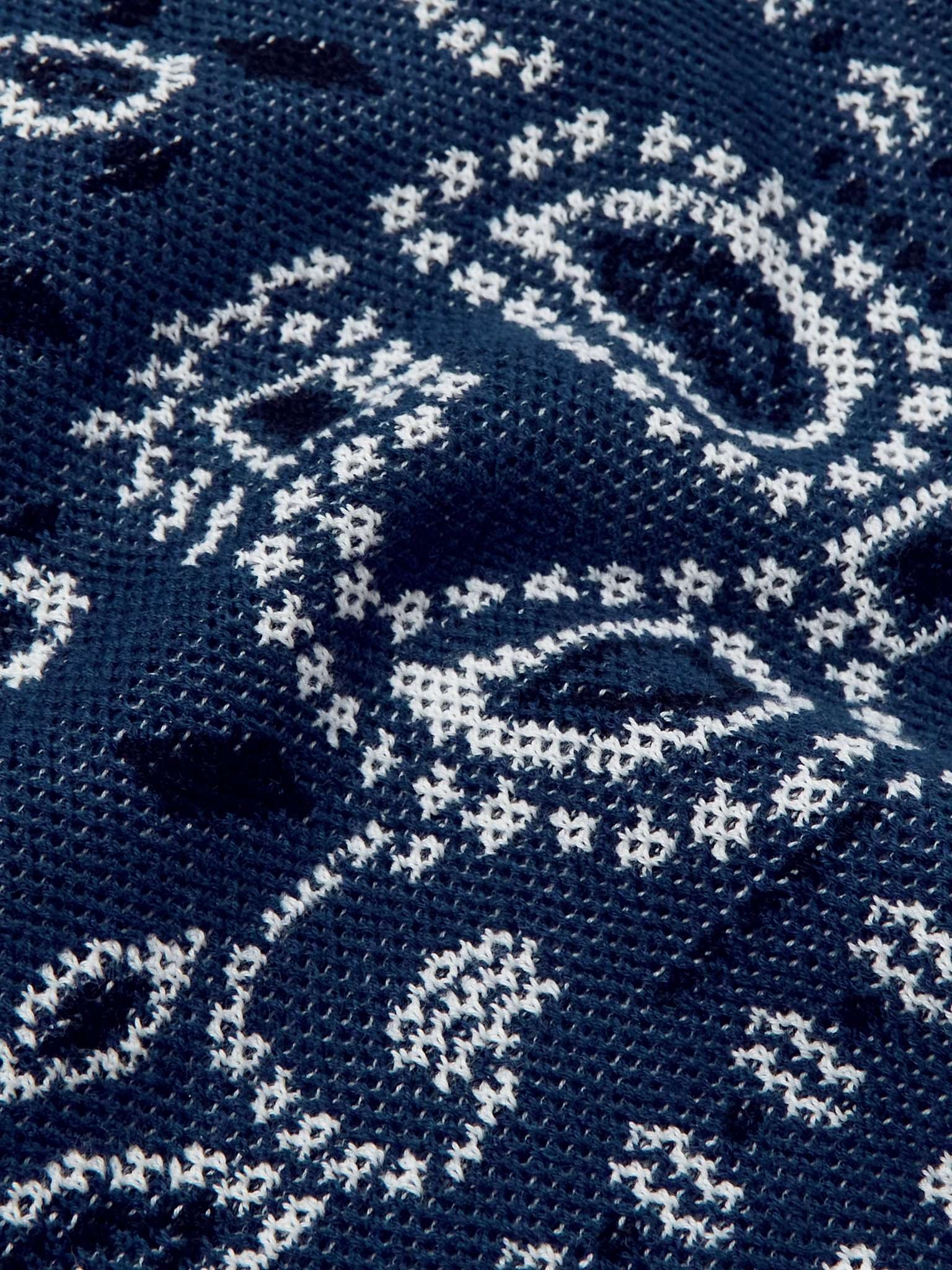 Straight-Leg Bandana-Jacquard Cotton-Blend Drawstring Shorts - 3