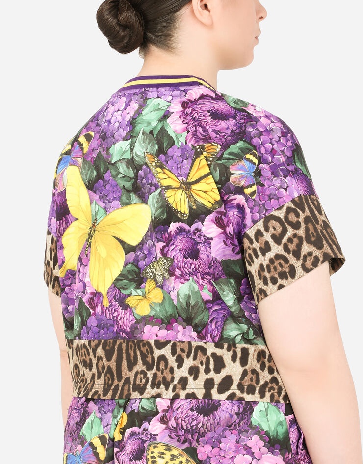 Cropped jersey T-shirt with butterfly print - 5