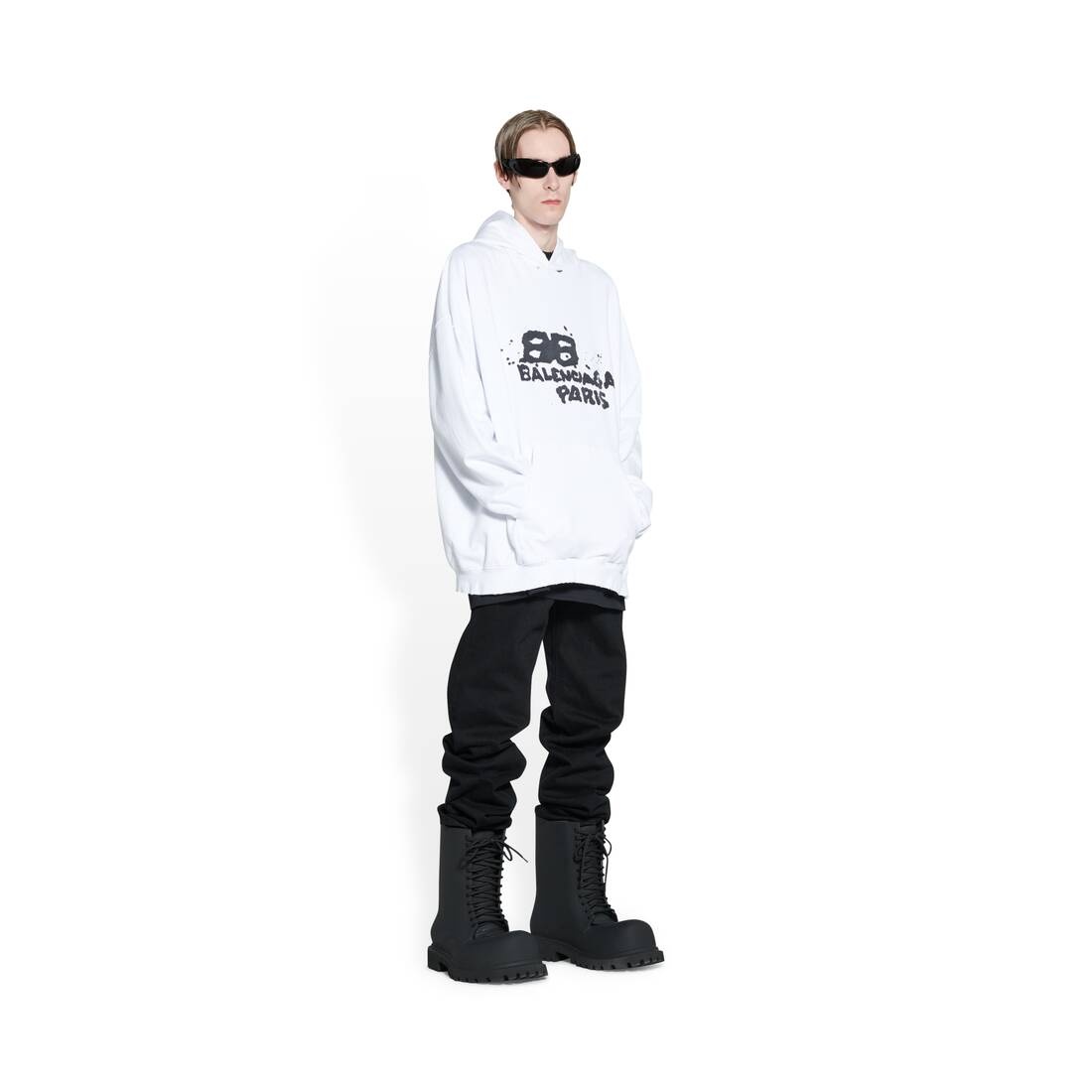 Hand Drawn Bb Icon Hoodie Large Fit in White - 2