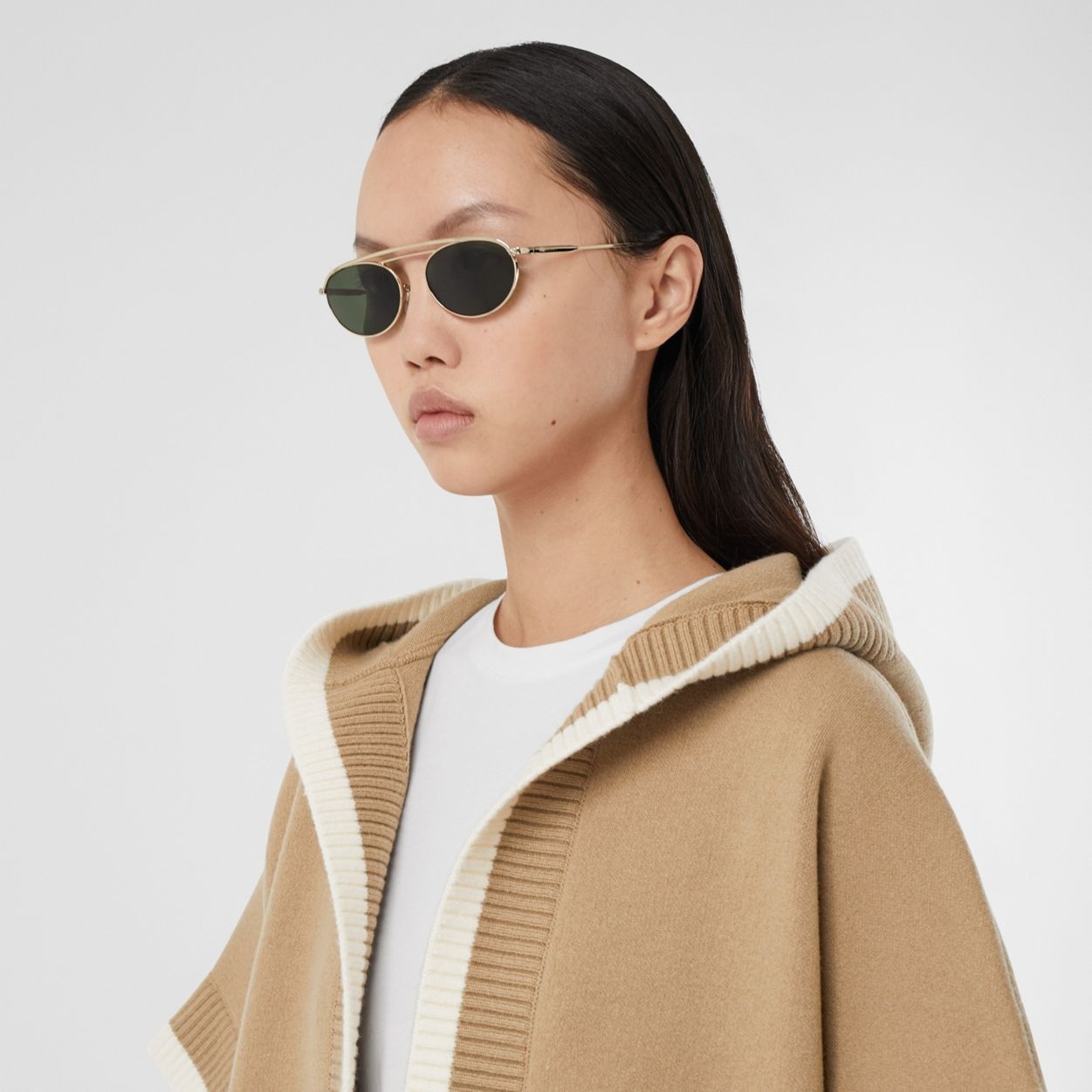 Logo Graphic Wool Cashmere Jacquard Hooded Cape - 3