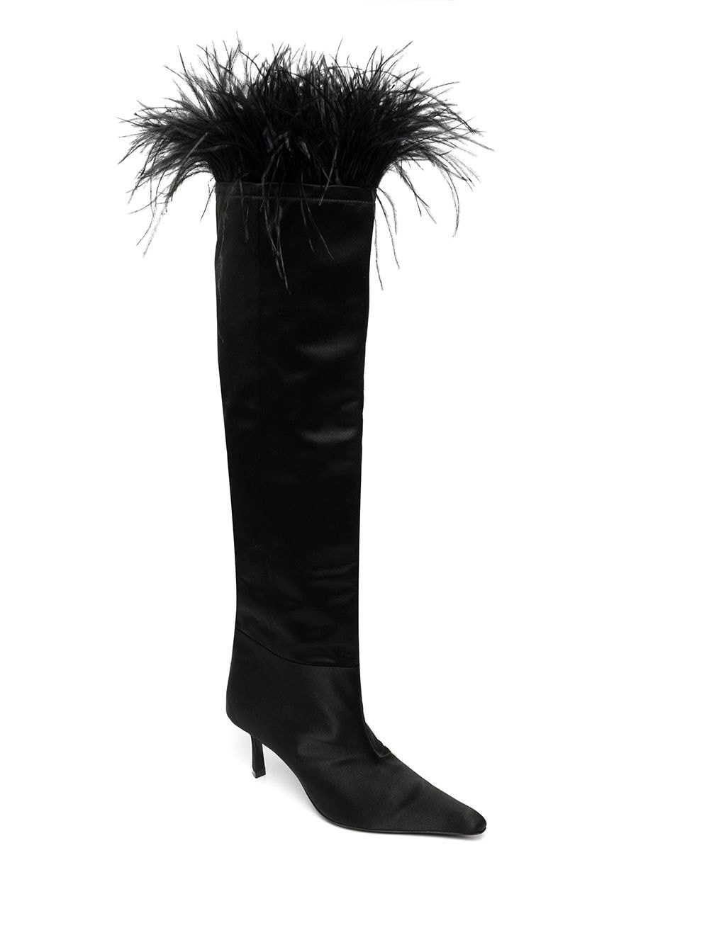 Viola feather-trim satin boots - 2