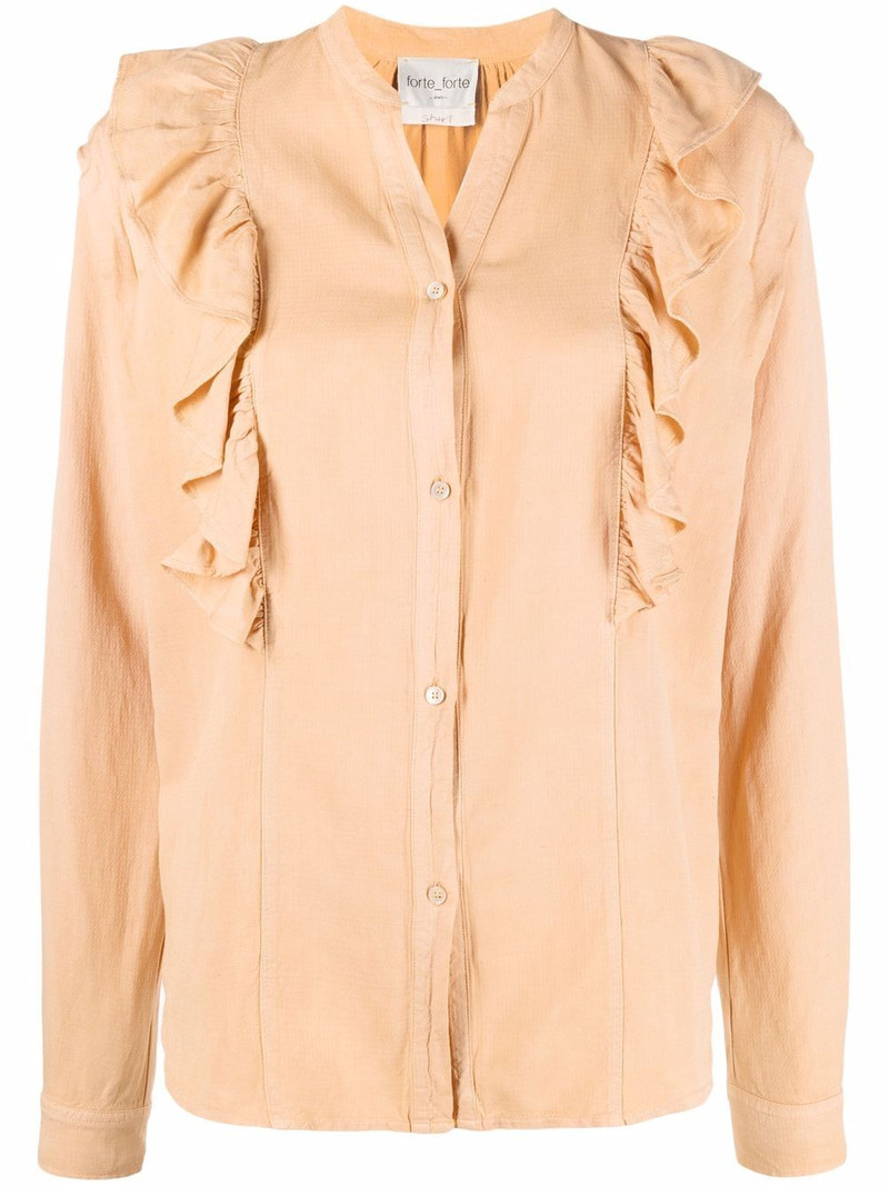 ruffled-detail V-neck blouse 1