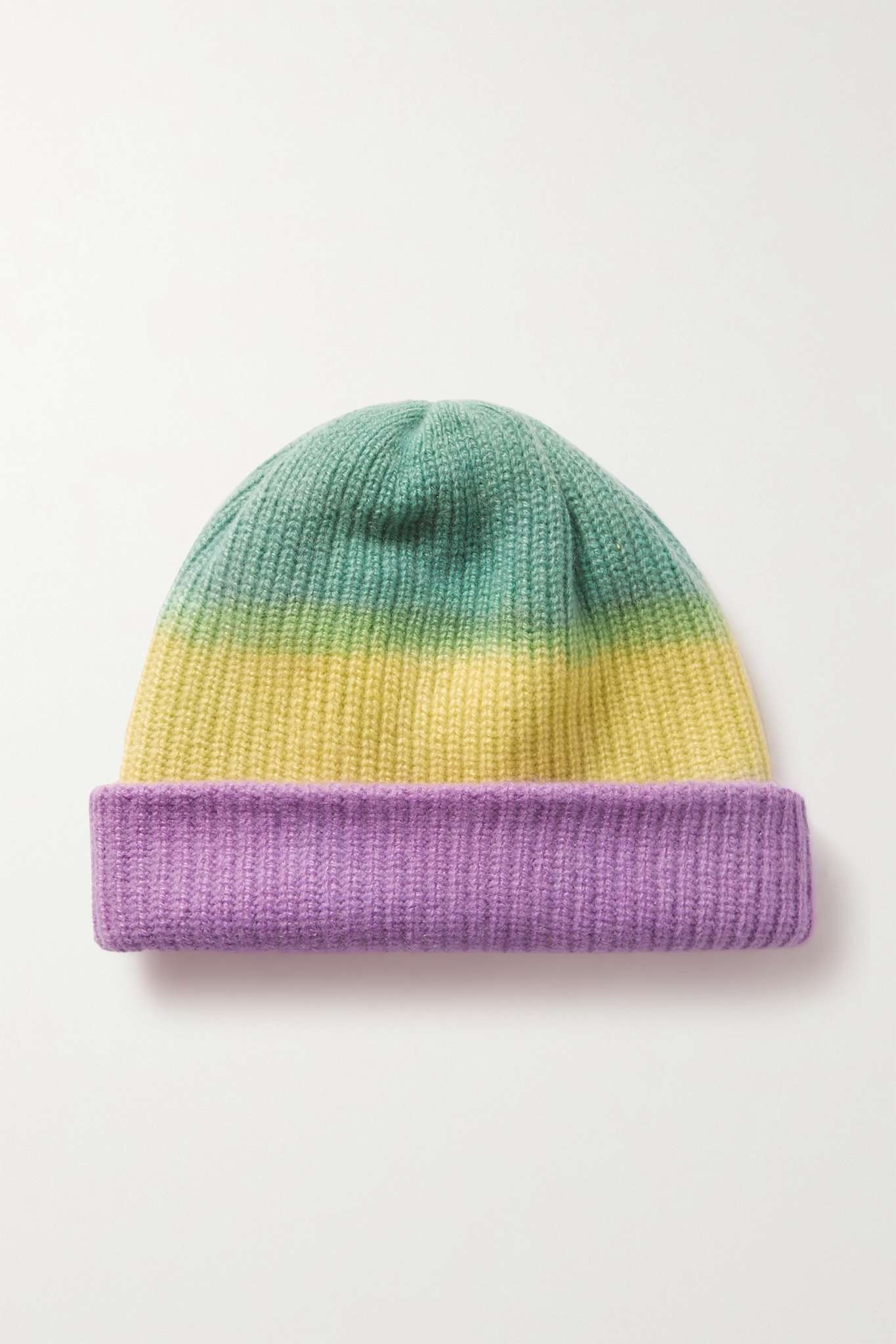 Striped ribbed cashmere beanie - 1