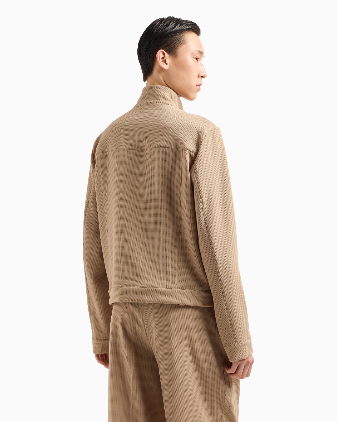 ICON FULL-ZIP BLOUSON IN PIQUÉ-EFFECT MICRO-TEXTURED CRÊPE JERSEY - 3